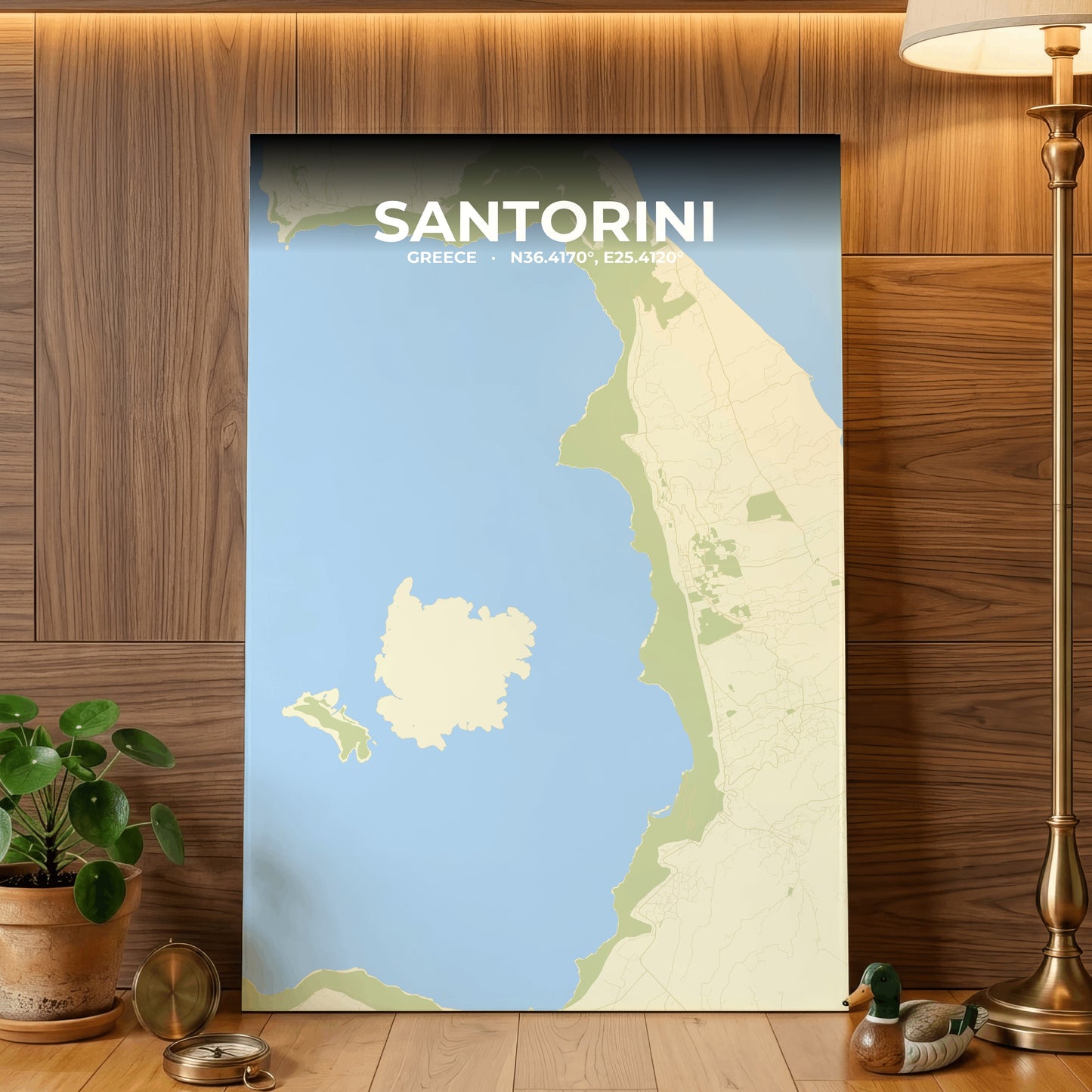 Santorini Drift Map Poster