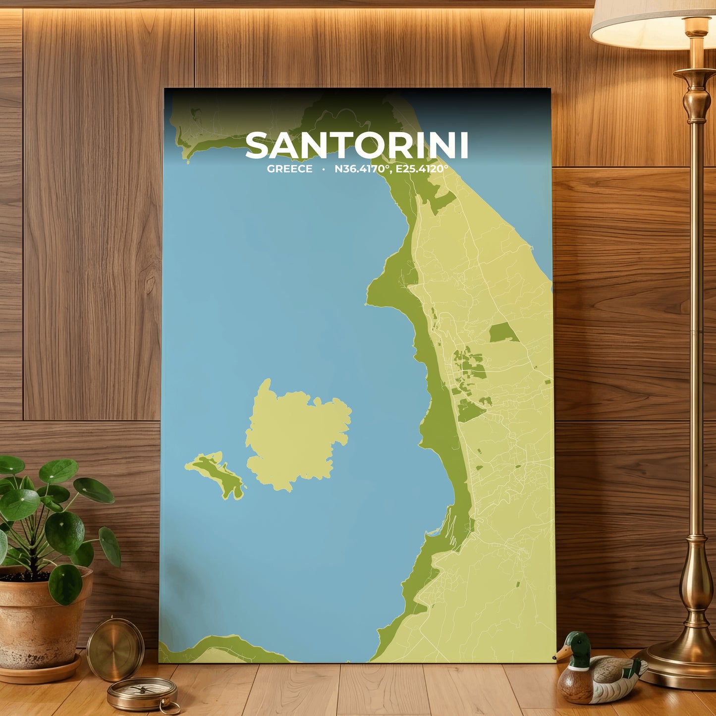 Santorini Fern Map Poster