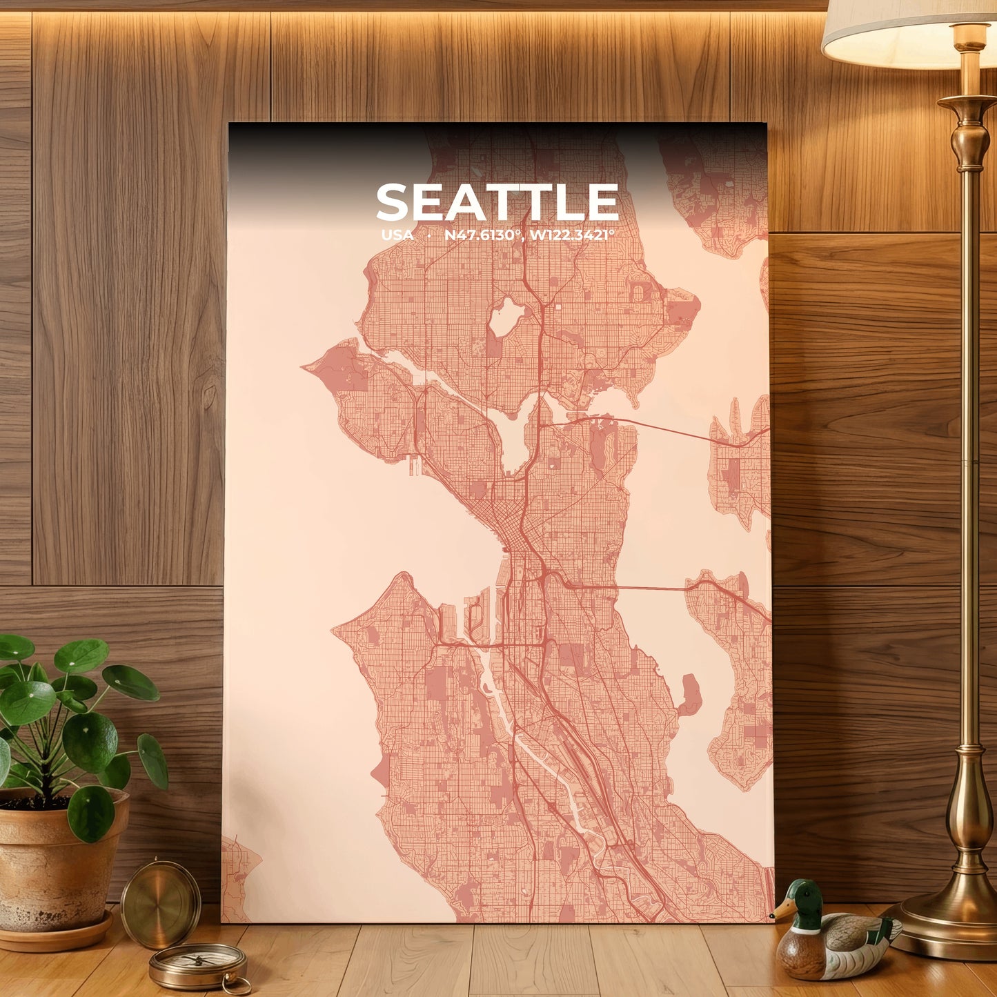 Seattle Blush Map Poster