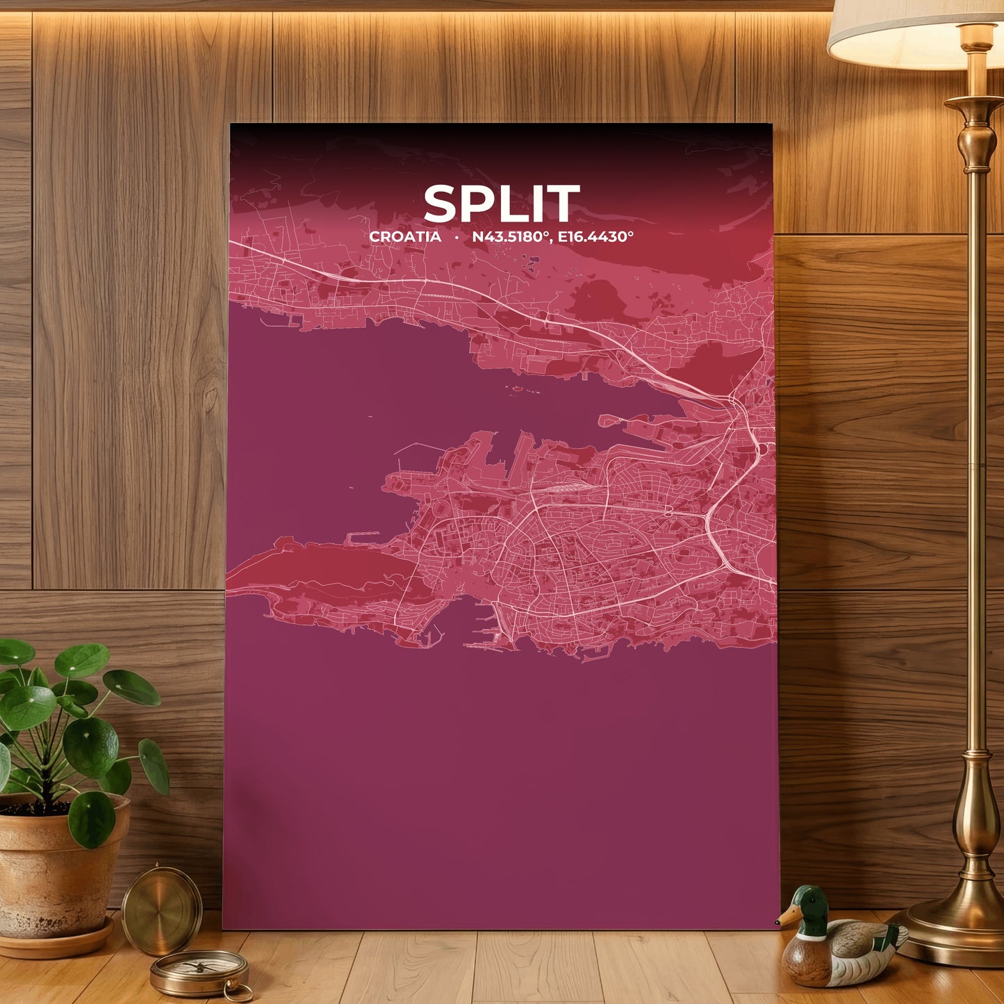 Split Scarlet Map Poster
