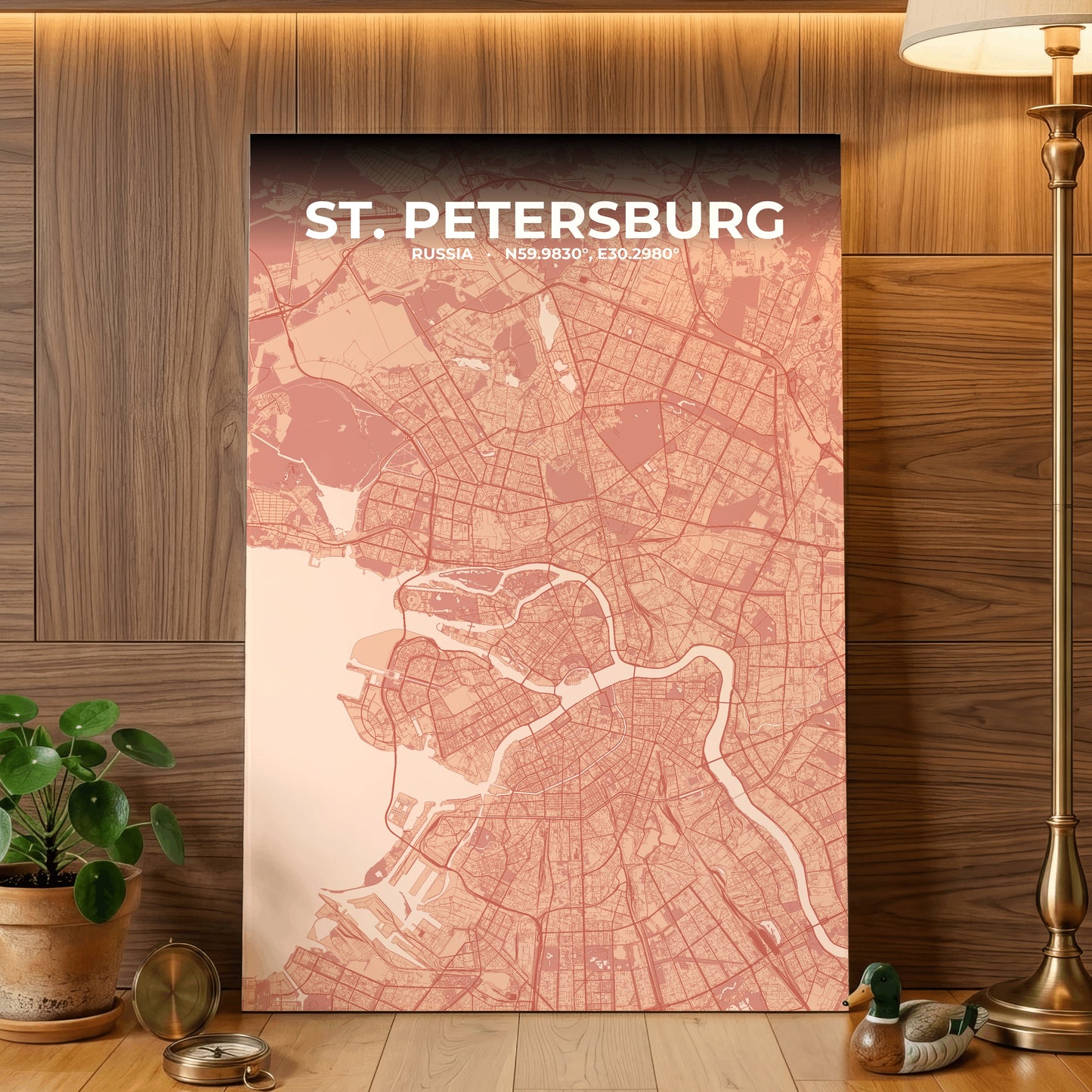 St. Petersburg Blush Map Poster