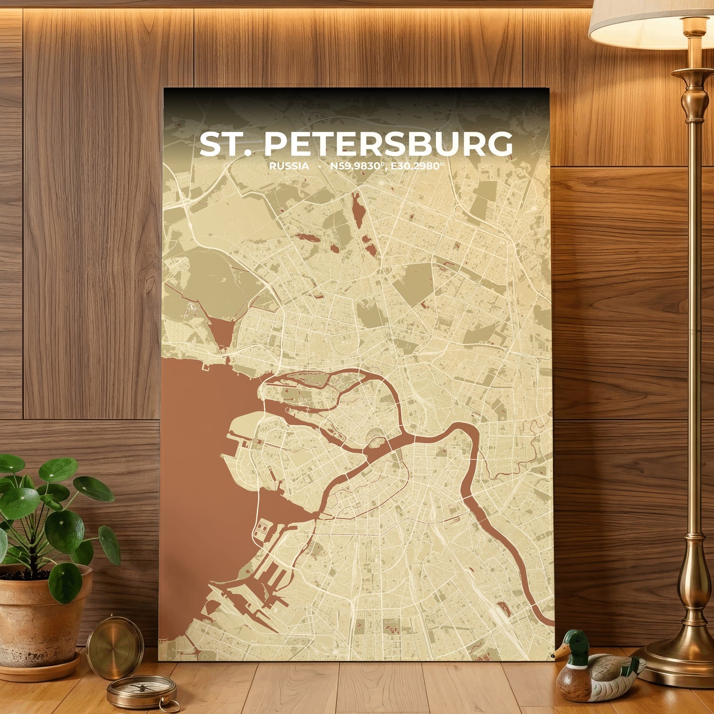 St. Petersburg Ember Map Poster