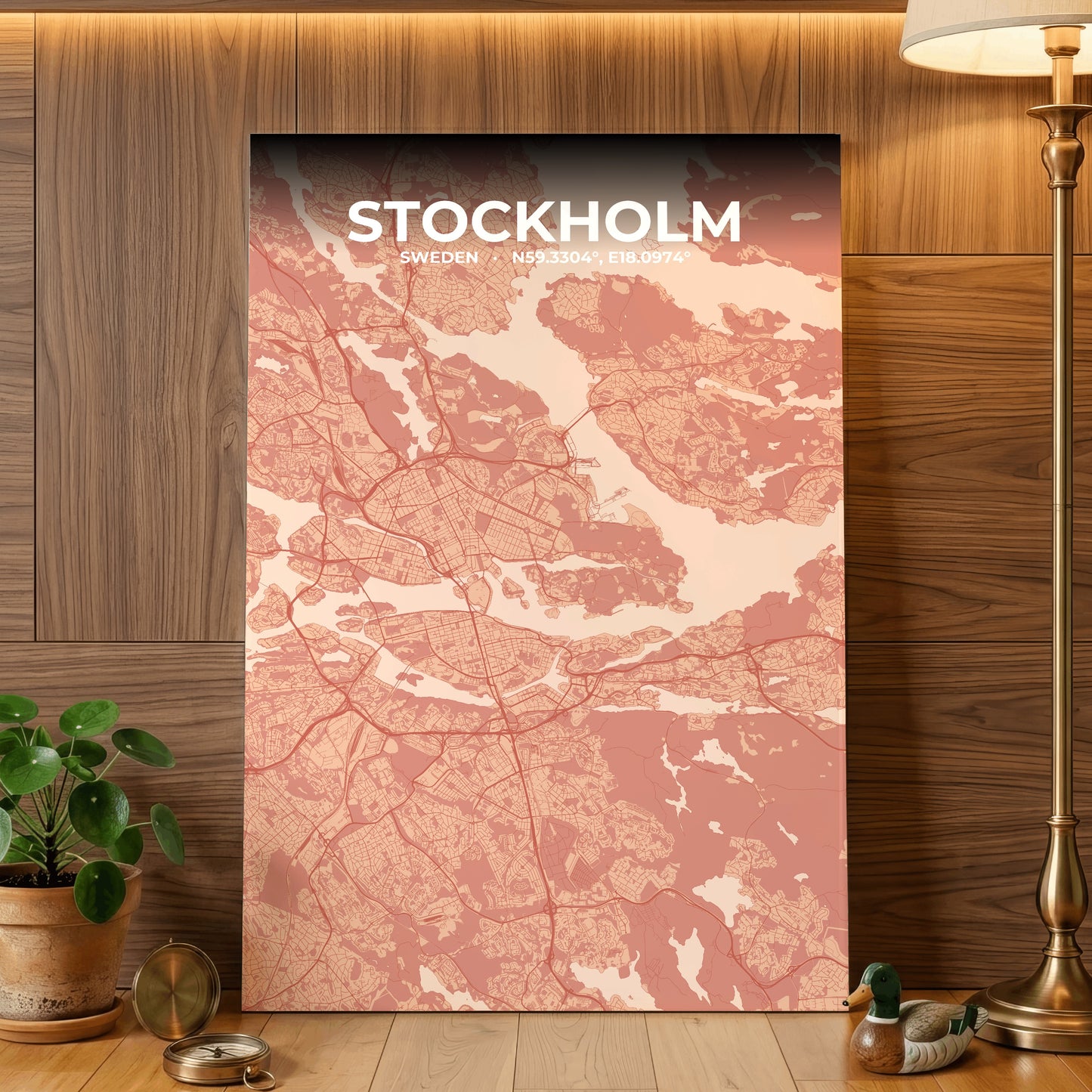 Stockholm Blush Map Poster