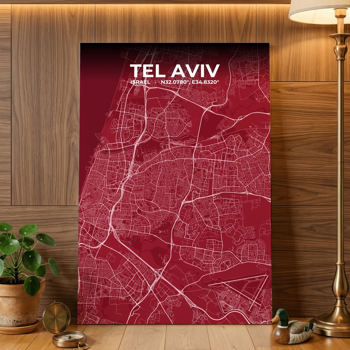 Tel Aviv Garnet Map Poster