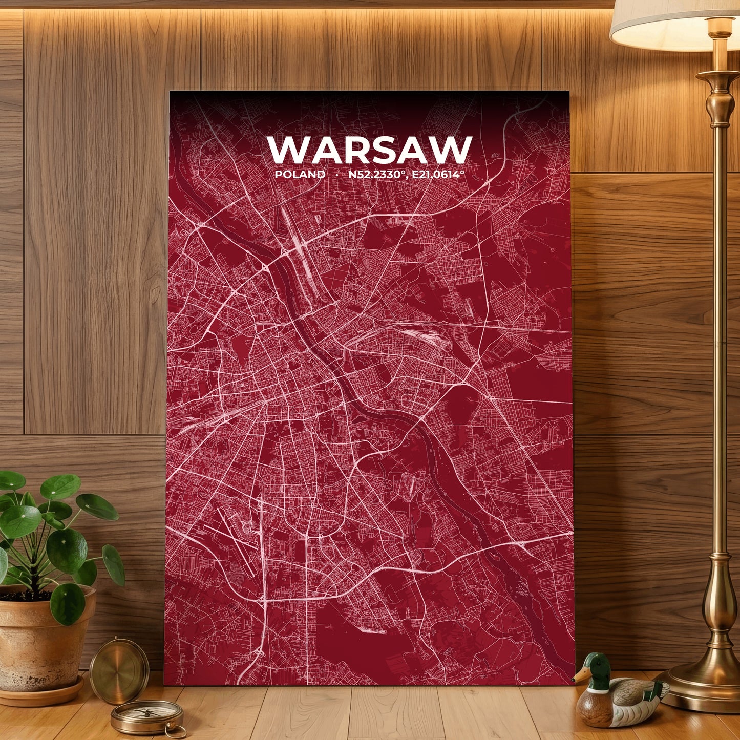 Warsaw Garnet Map Poster