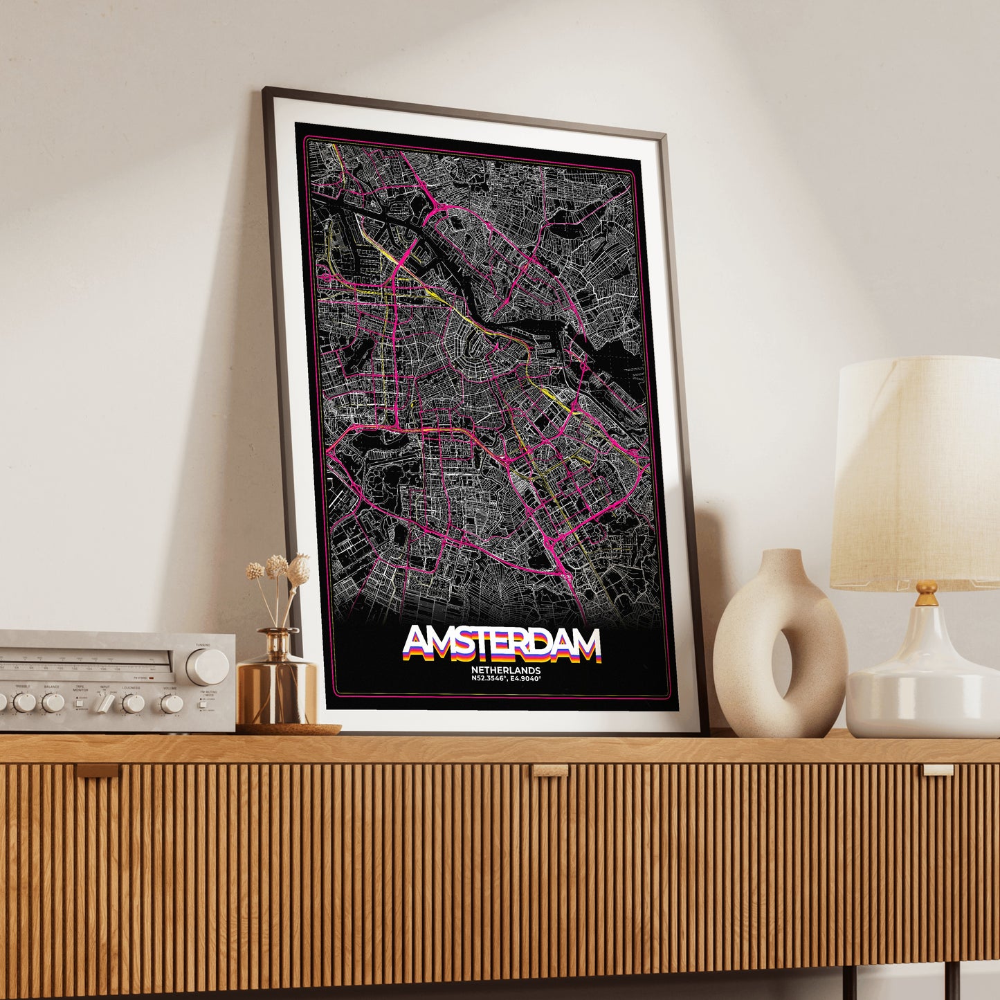 Amsterdam Retro Map Poster