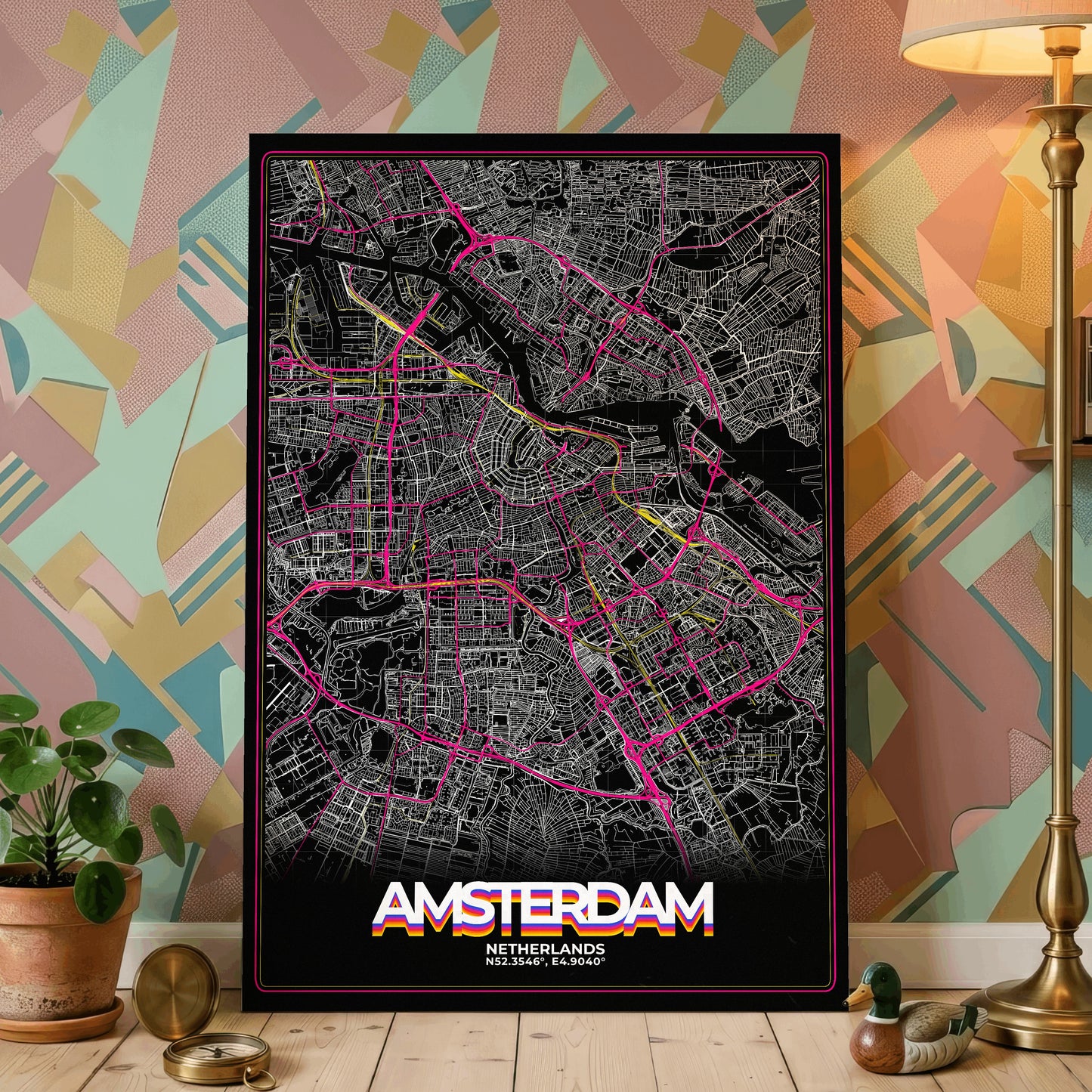 Amsterdam Retro Map Poster