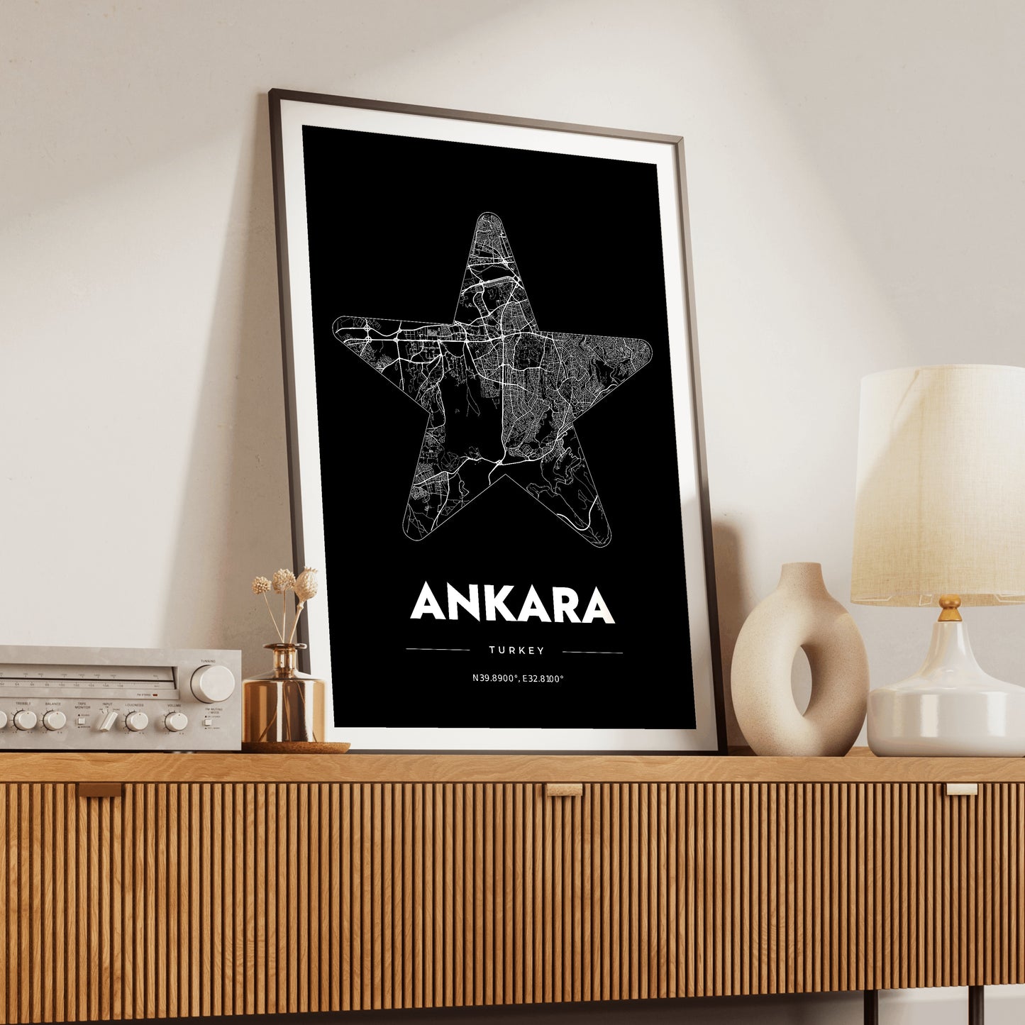 Ankara Star Map Poster
