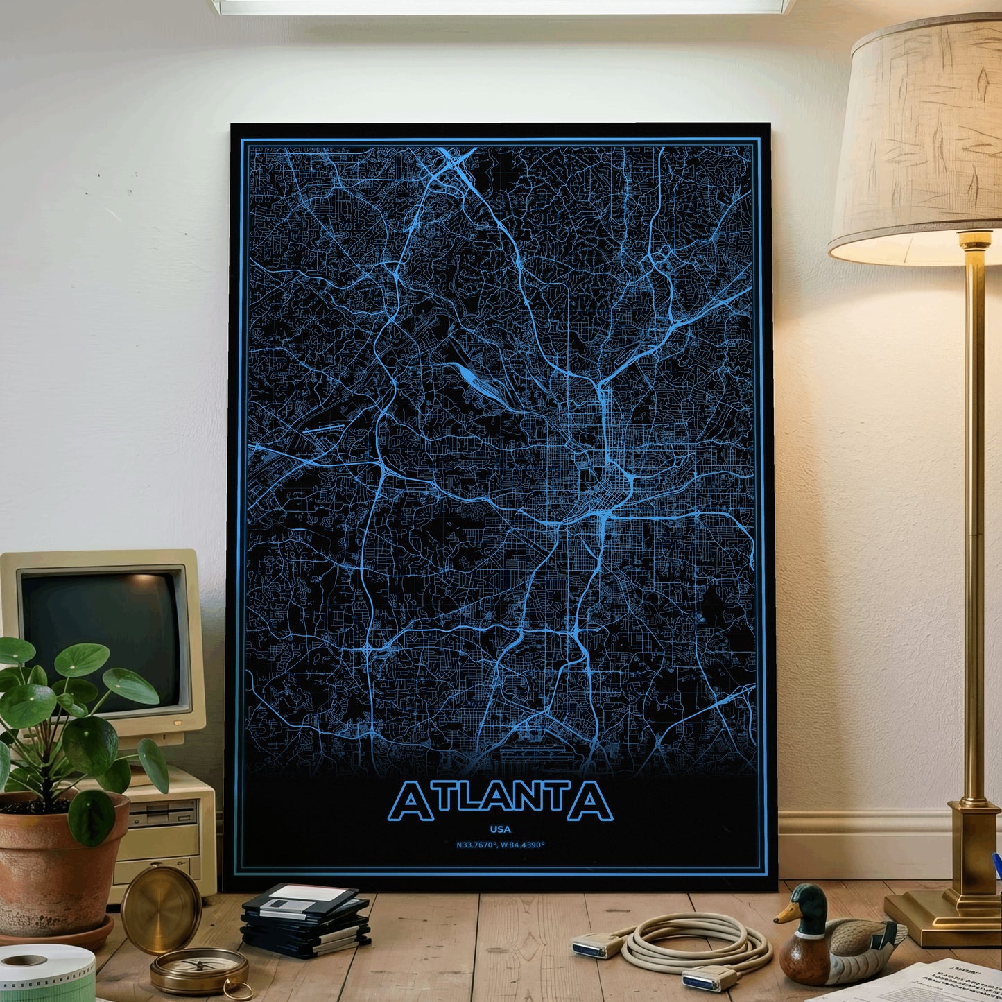 Atlanta Phosphor Map Poster - IBM Blue