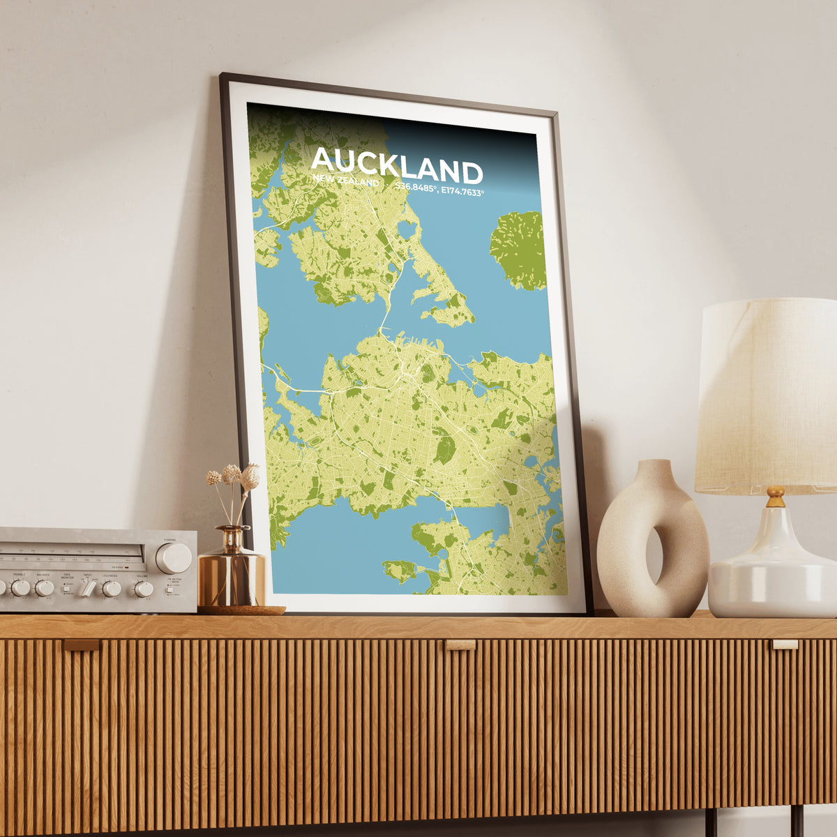 Auckland Fern Map Poster