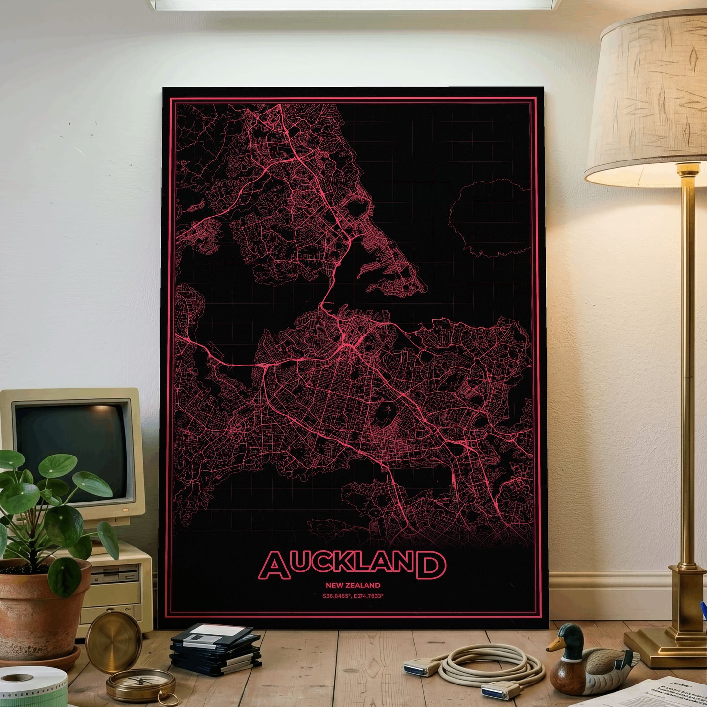 Auckland Phosphor Map Poster - System Alert