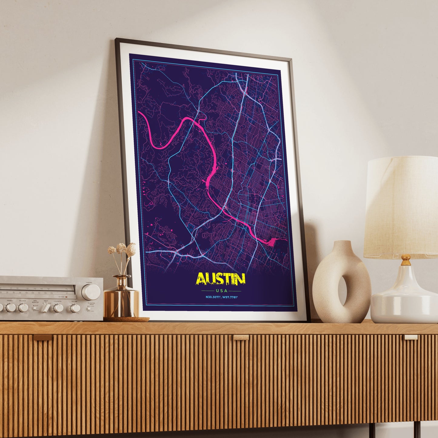 Austin Cyberpunk Map Poster