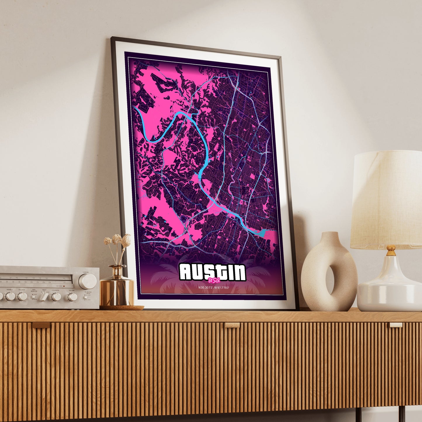Austin GTA Map Poster