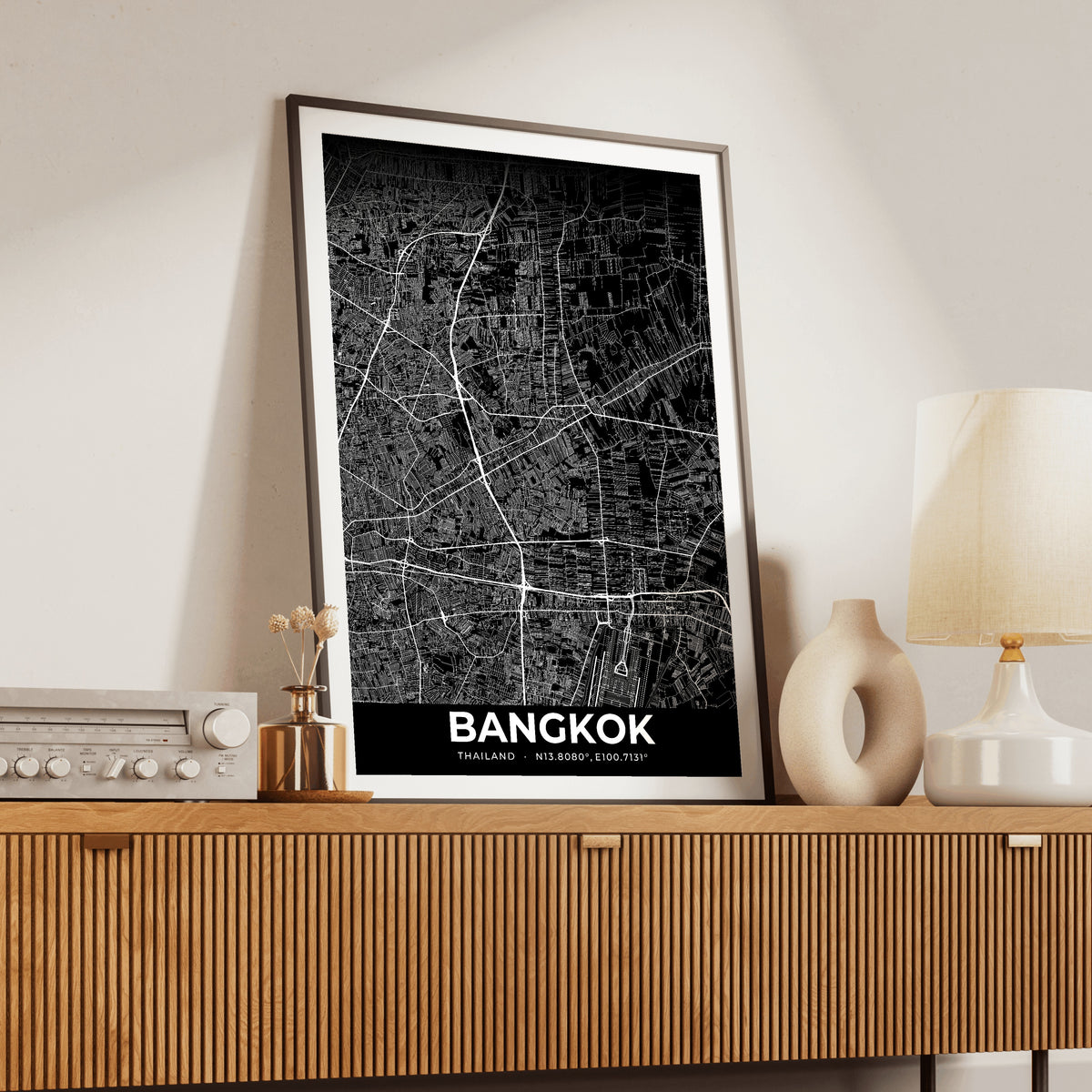 Bangkok Elegant Map Poster