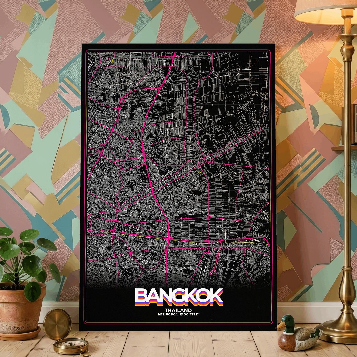 Bangkok Retro Map Poster