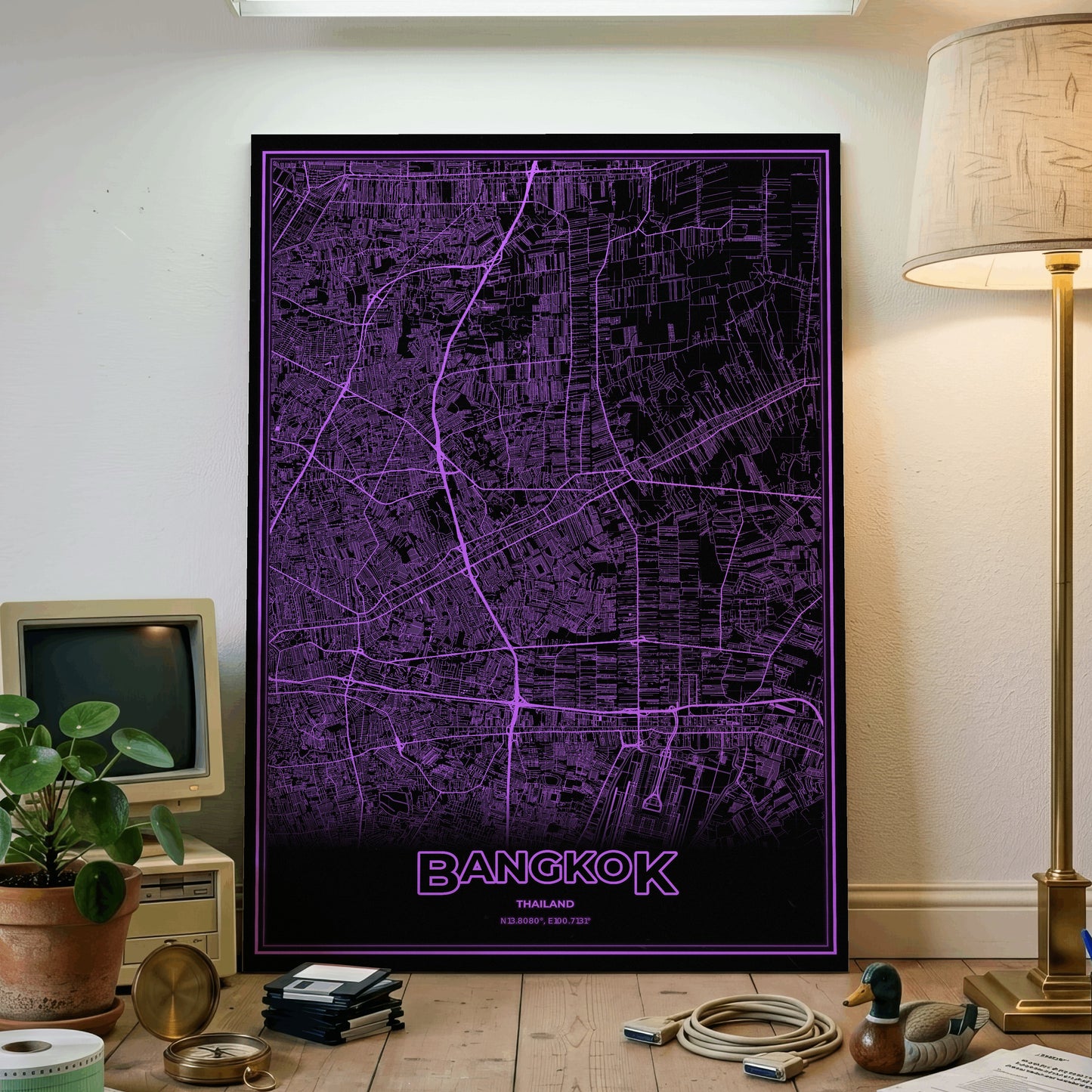 Bangkok Phosphor Map Poster - EGA Violet