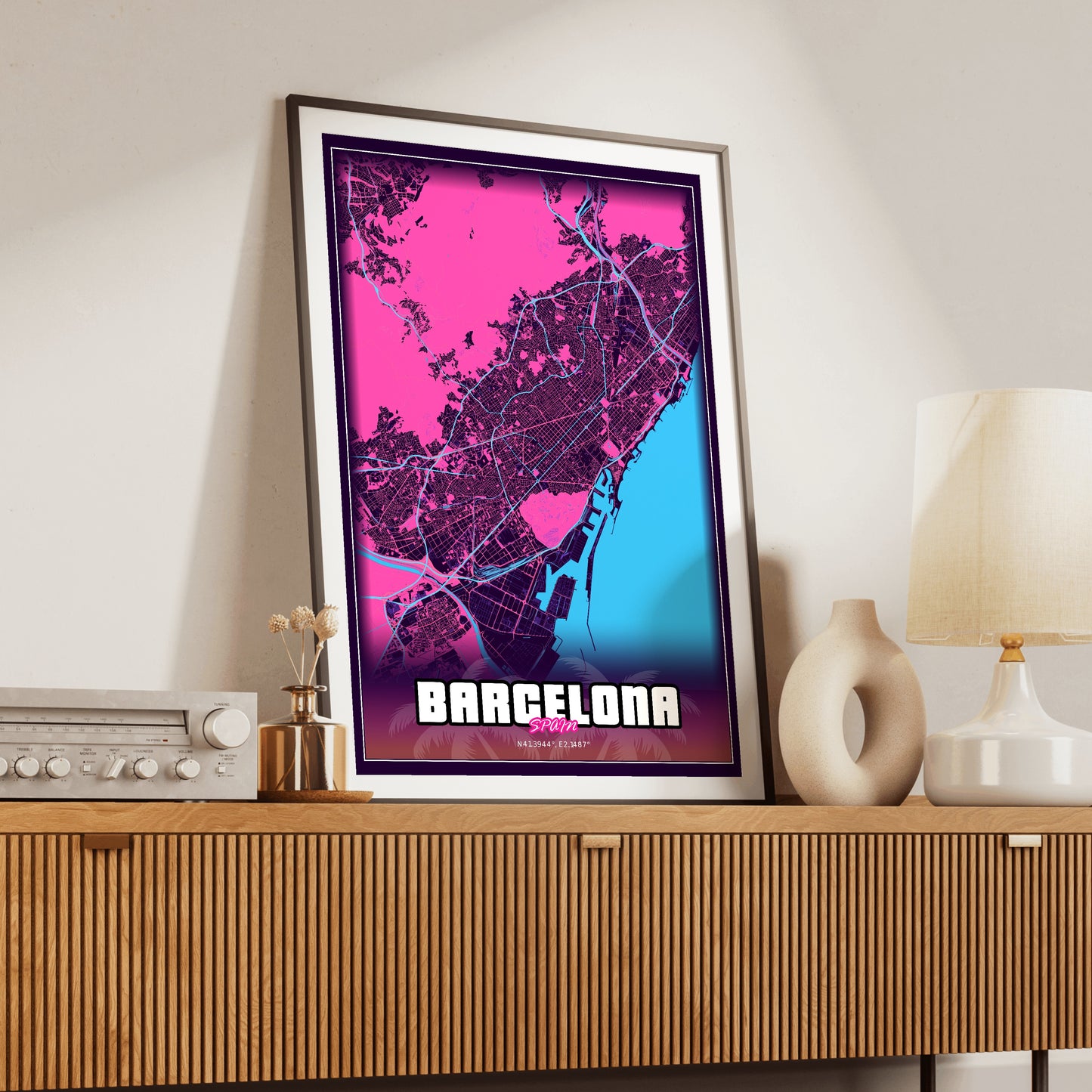 Barcelona GTA Map Poster