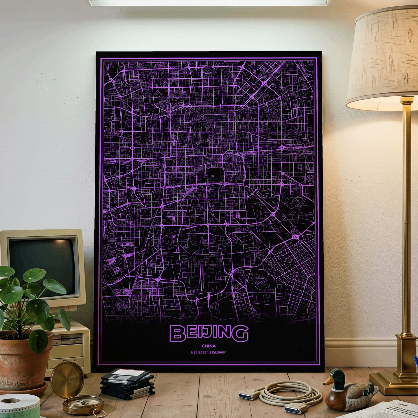 Beijing Phosphor Map Poster - EGA Violet