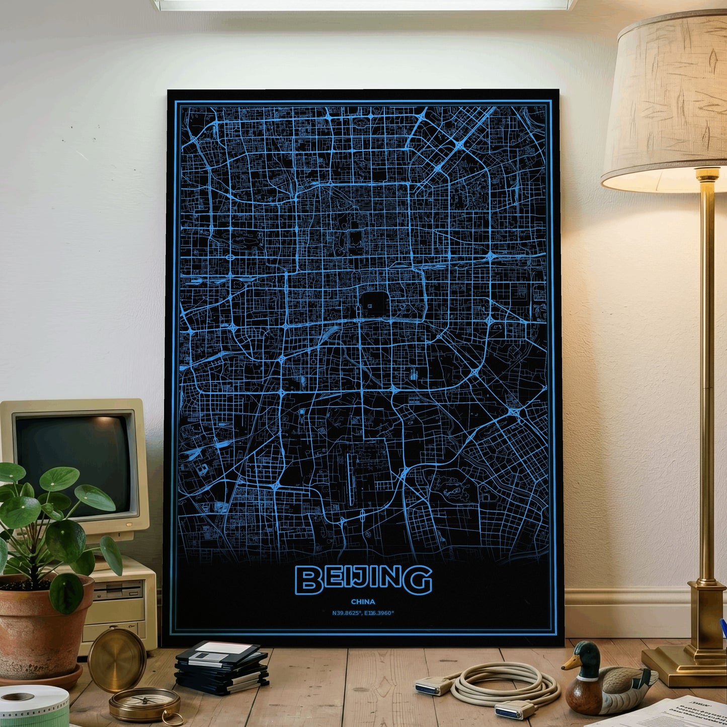 Beijing Phosphor Map Poster - IBM Blue