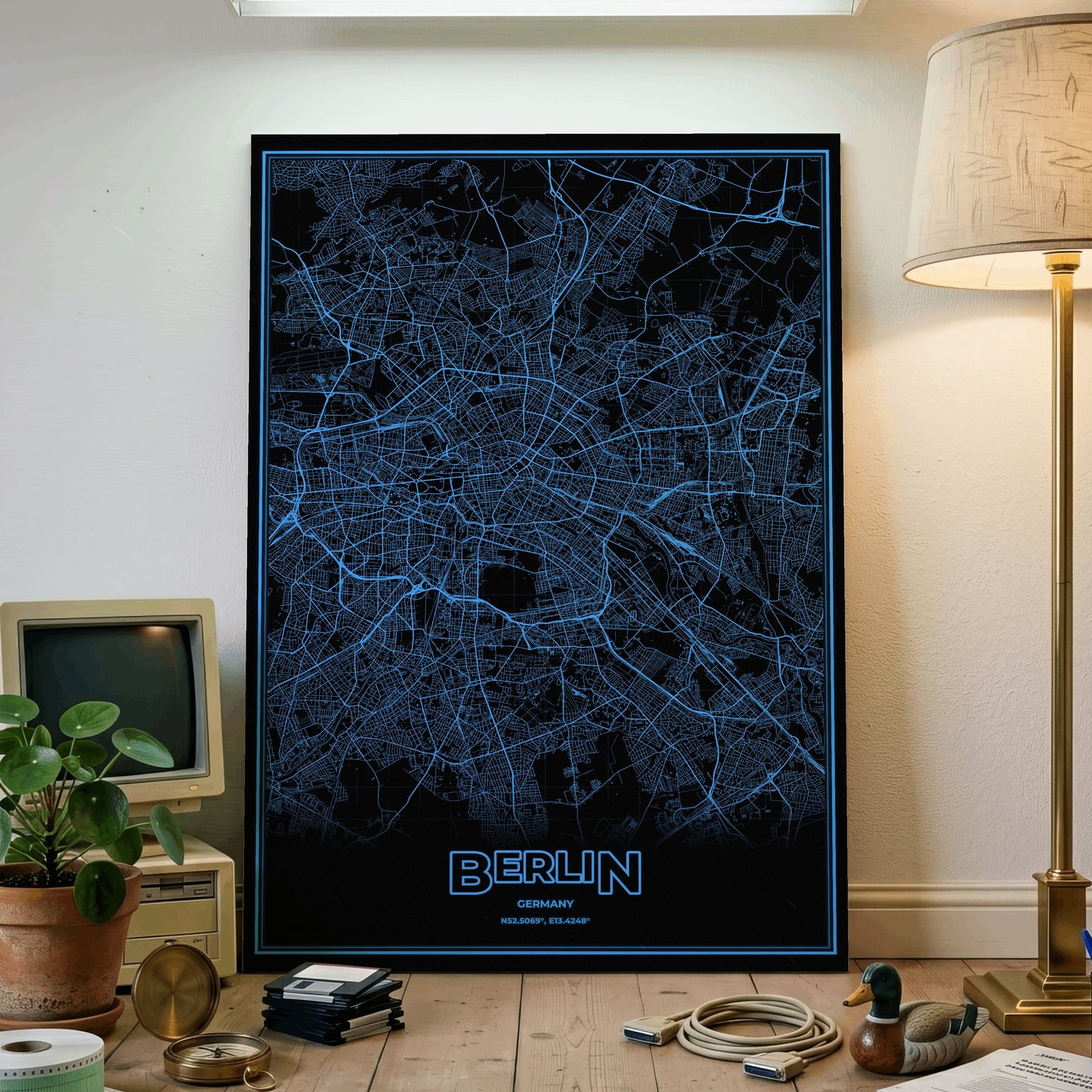 Berlin Phosphor Map Poster - IBM Blue