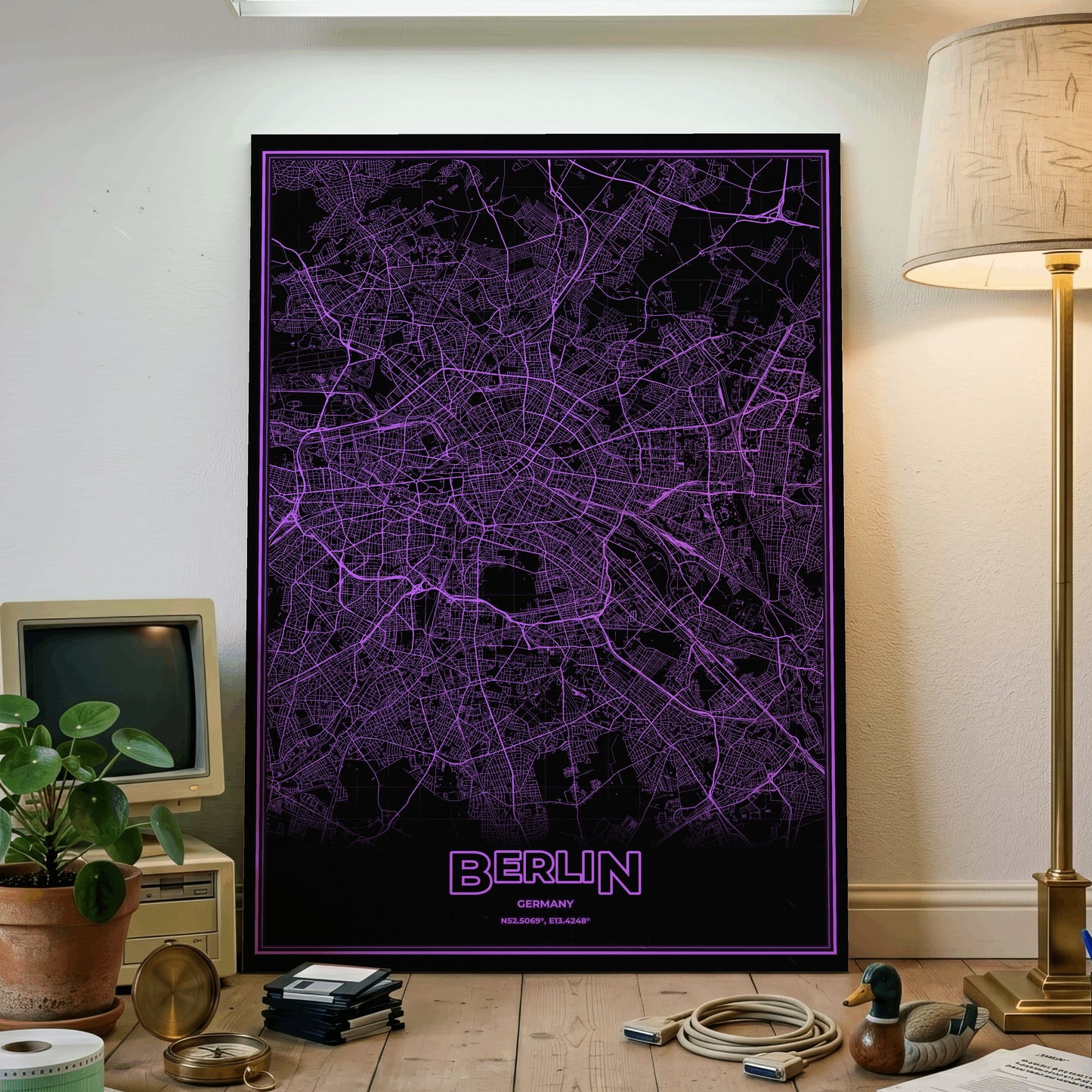 Berlin Phosphor Map Poster - EGA Violet