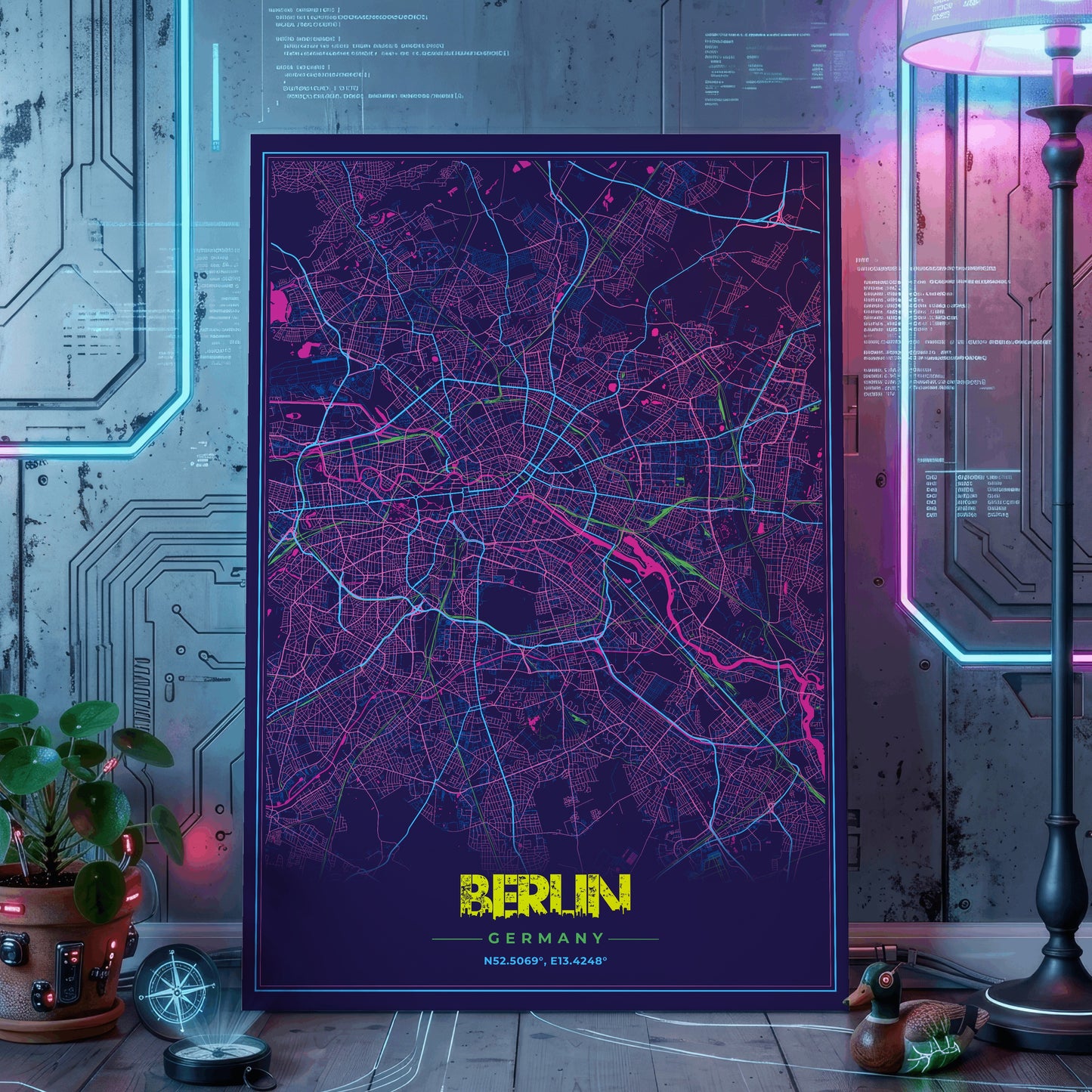 Berlin Cyberpunk Map Poster