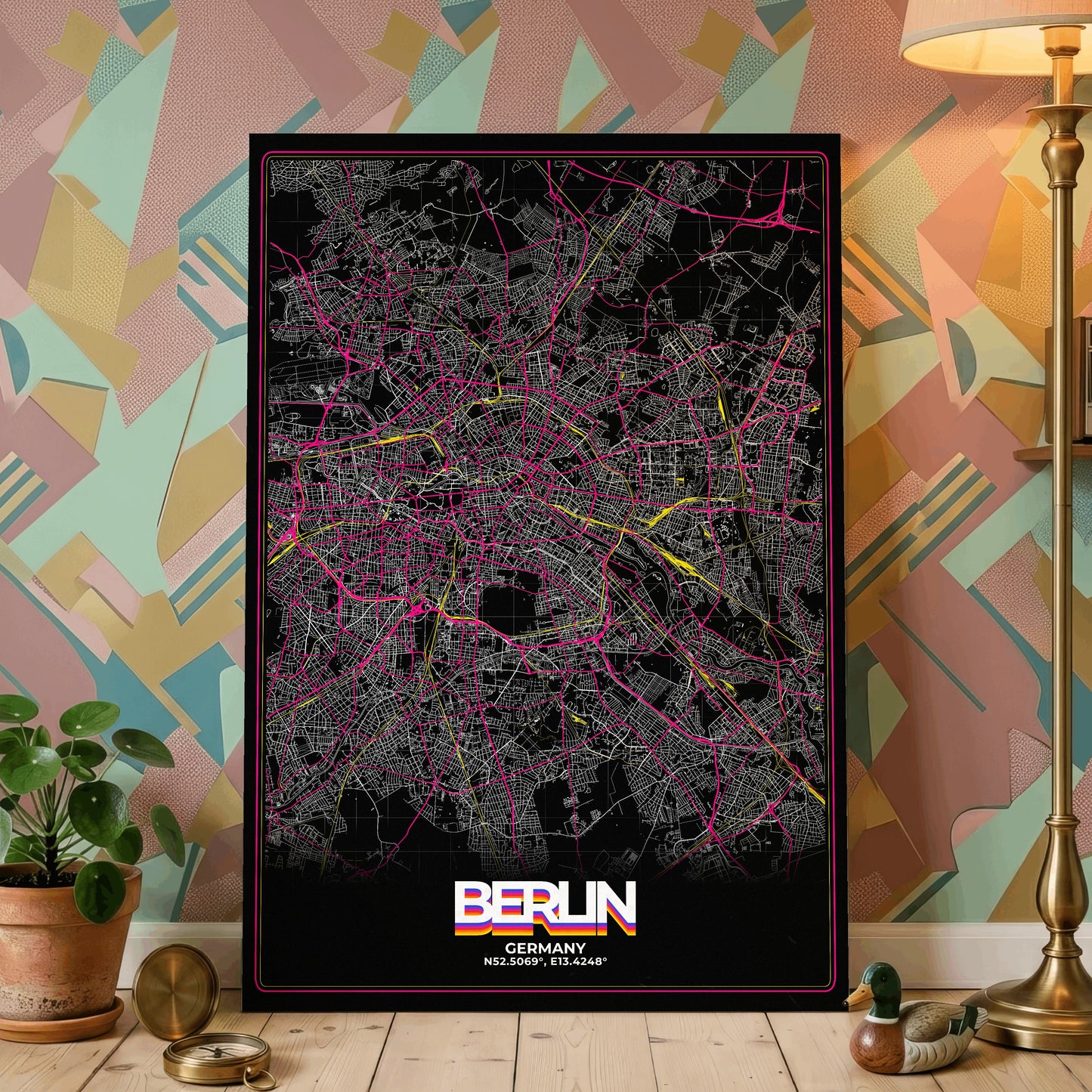 Berlin Retro Map Poster