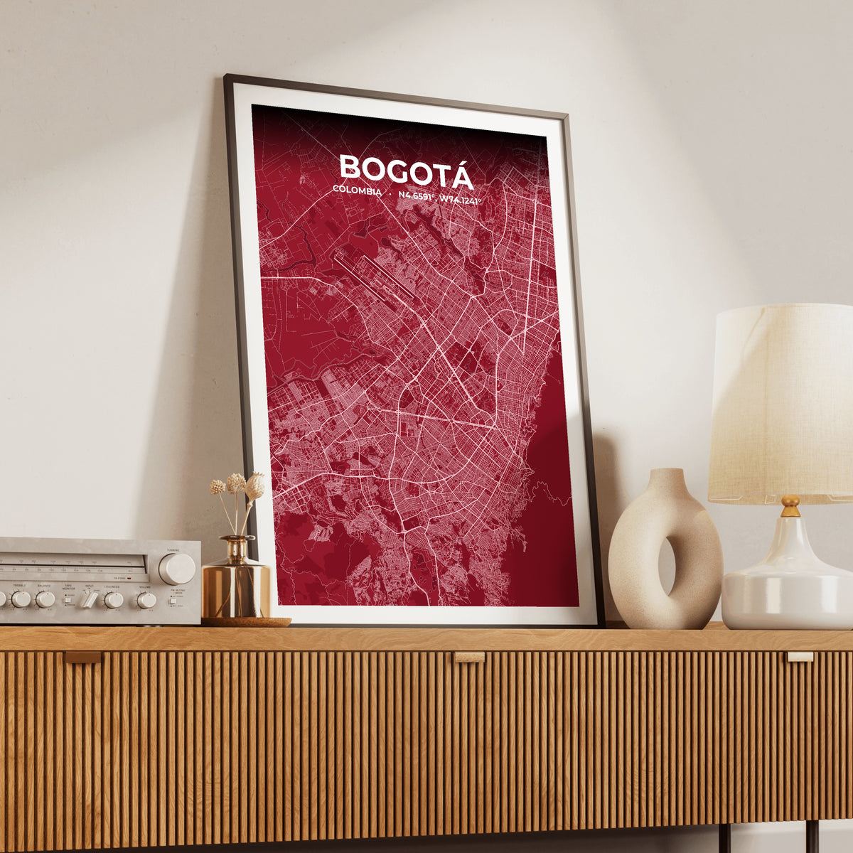 Bogotá Garnet Map Poster