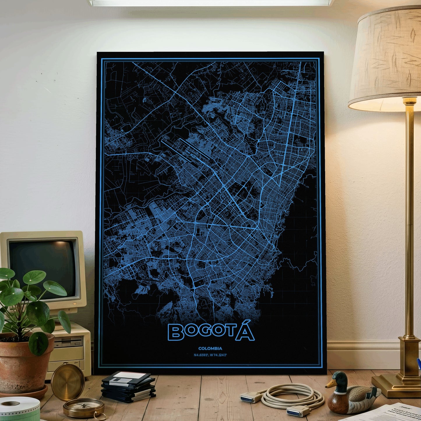 Bogotá Phosphor Map Poster - IBM Blue