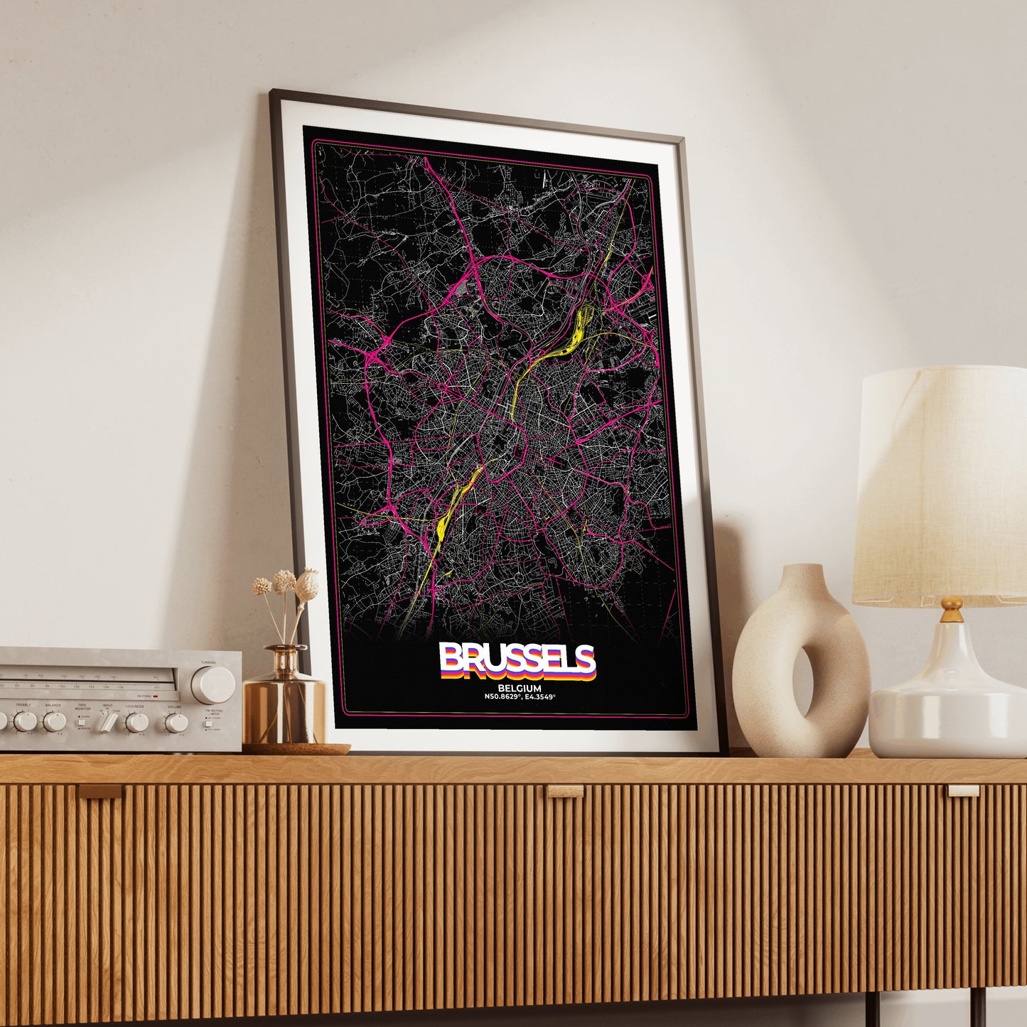 Brussels Retro Map Poster