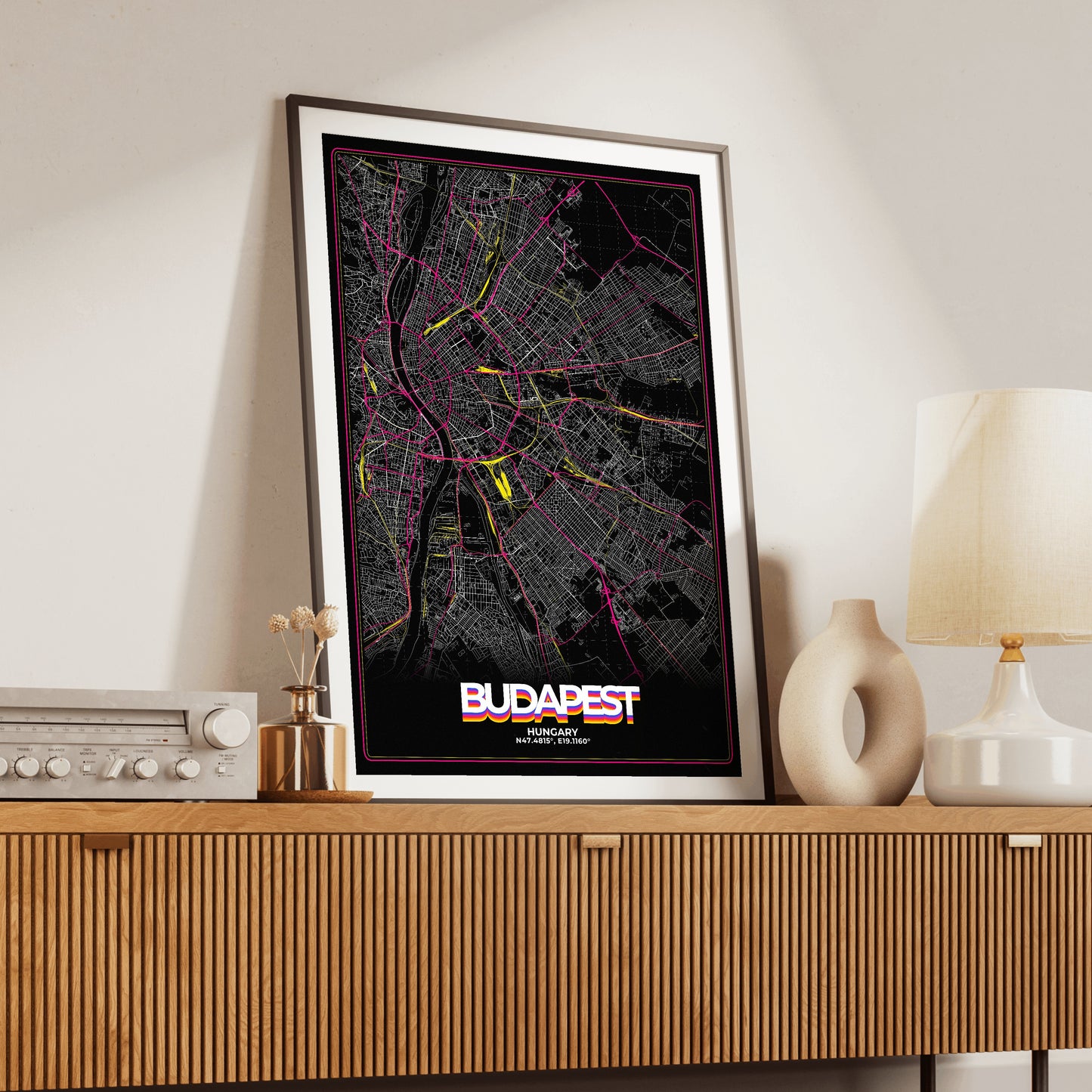 Budapest Retro Map Poster