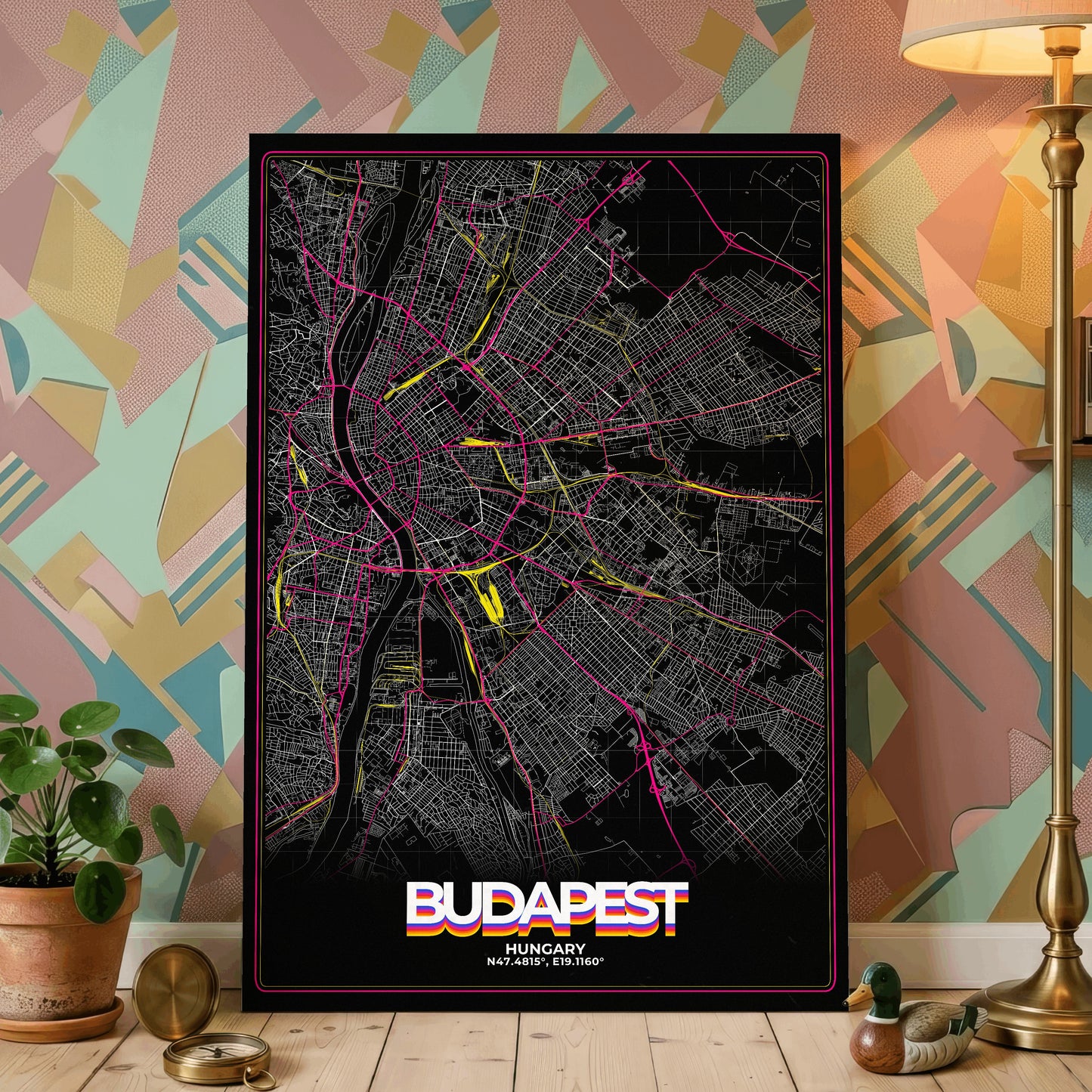 Budapest Retro Map Poster