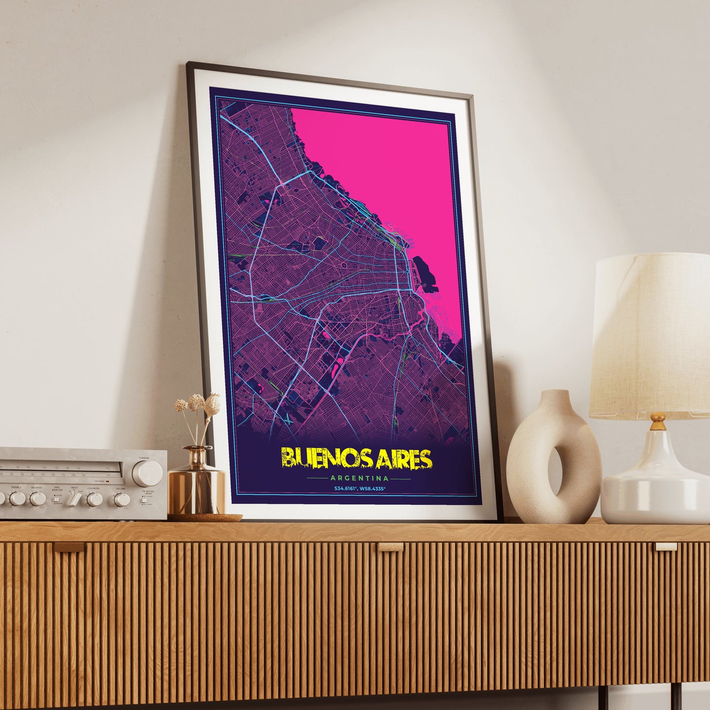 Buenos Aires Cyberpunk Map Poster