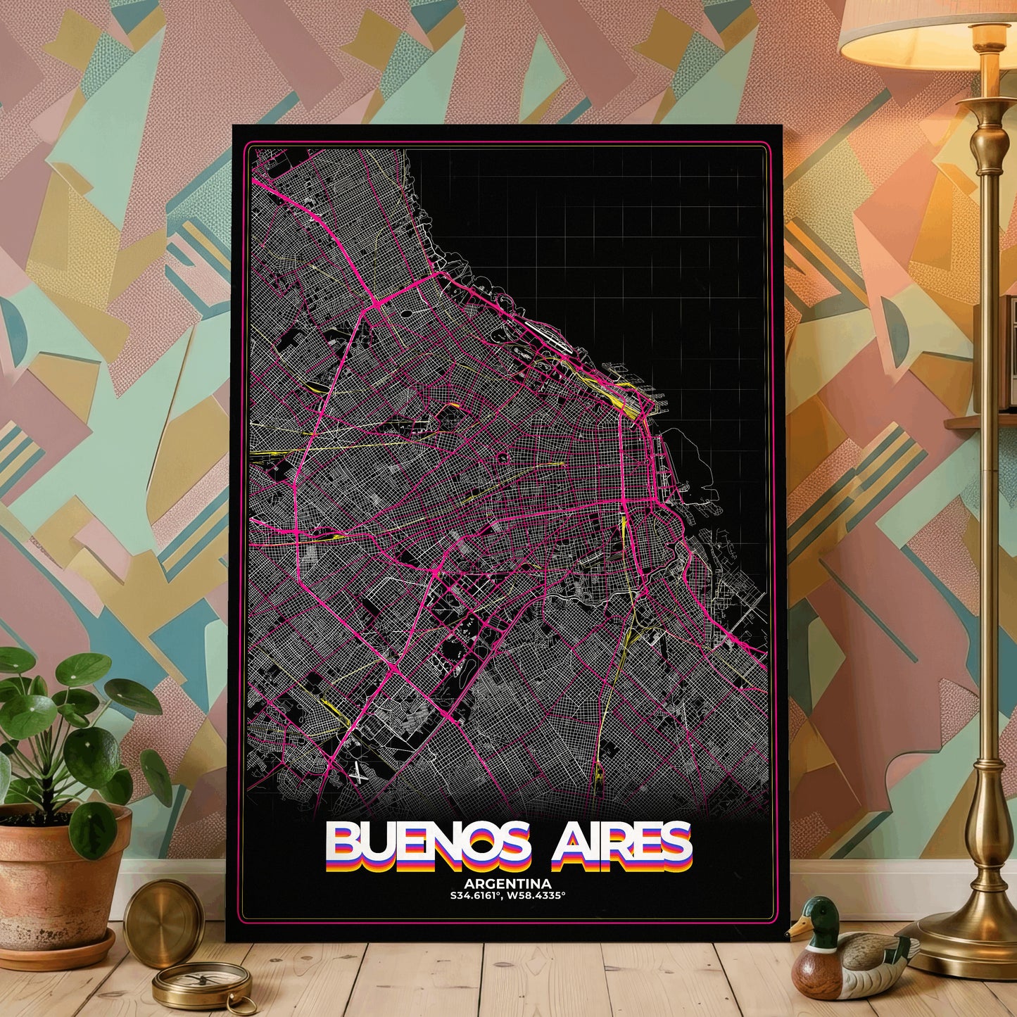 Buenos Aires Retro Map Poster