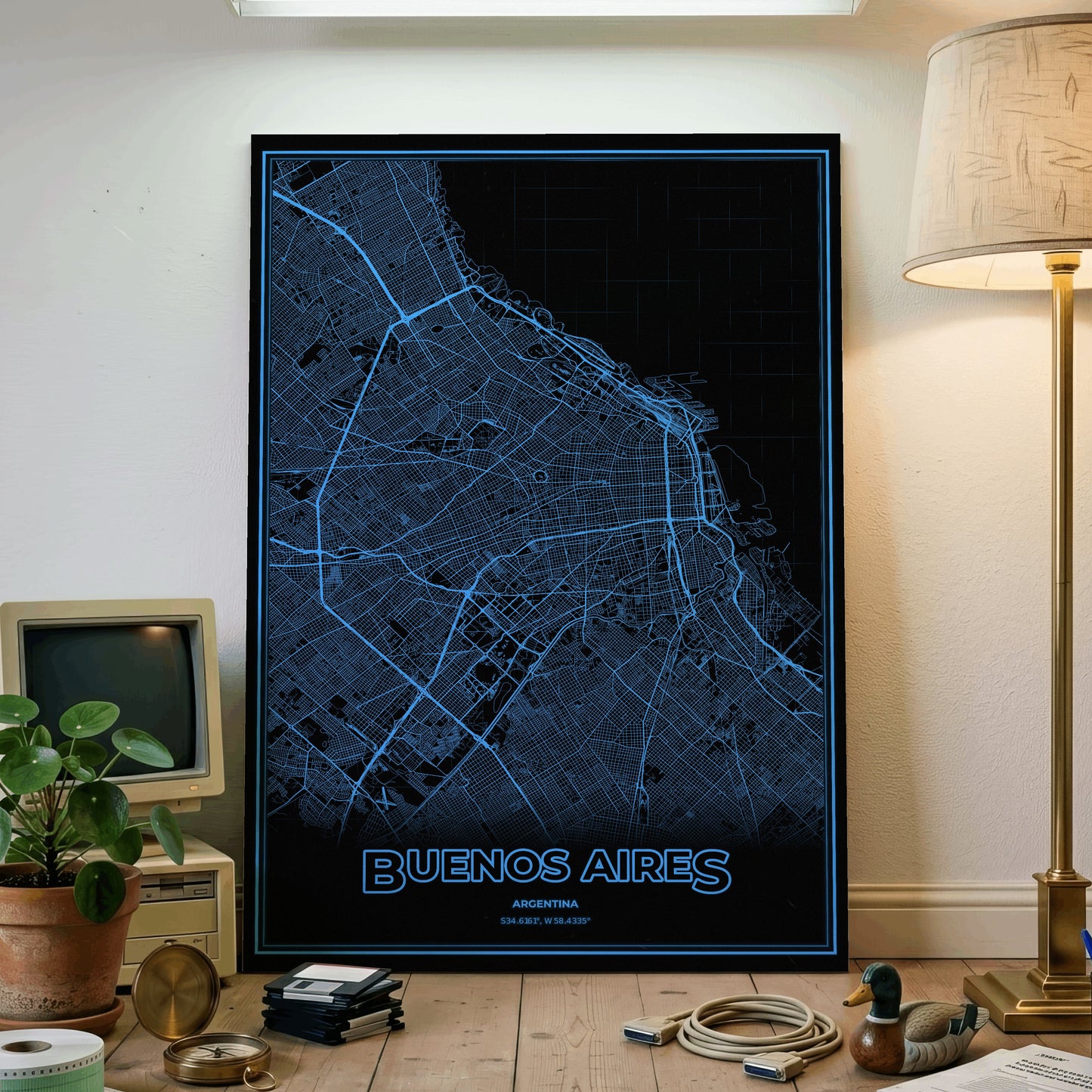 Buenos Aires Phosphor Map Poster - IBM Blue