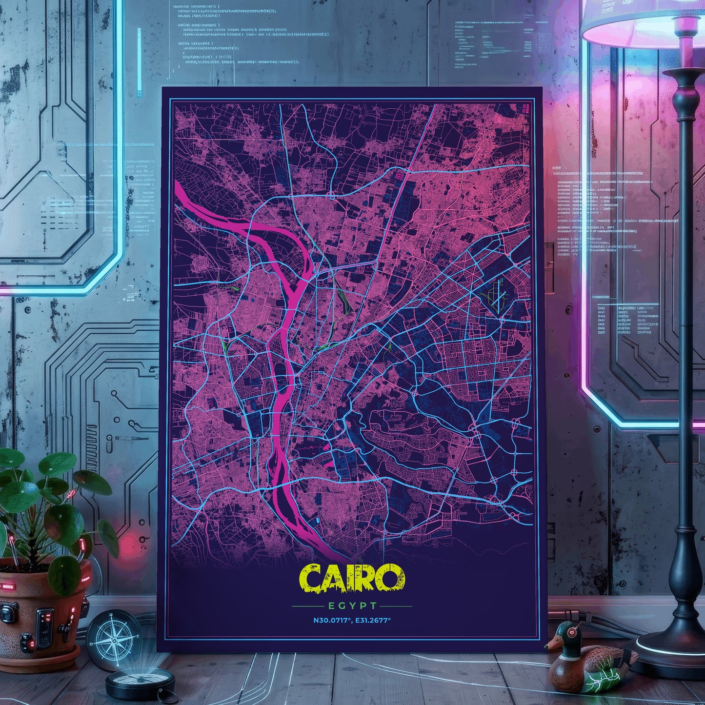 Cairo Cyberpunk Map Poster
