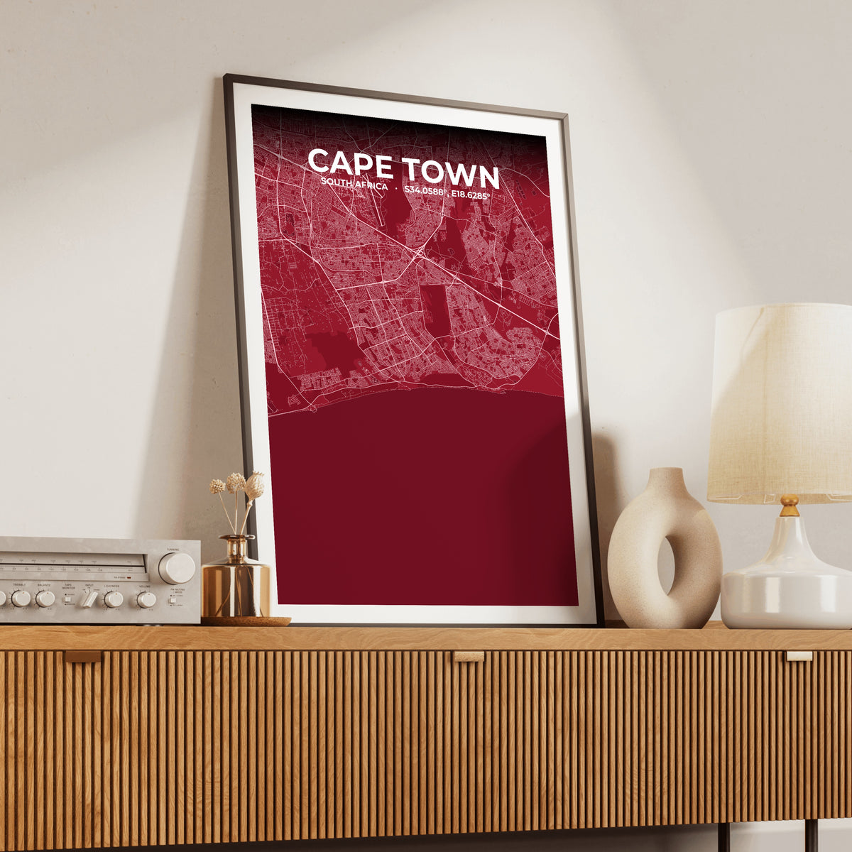 Cape Town Garnet Map Poster