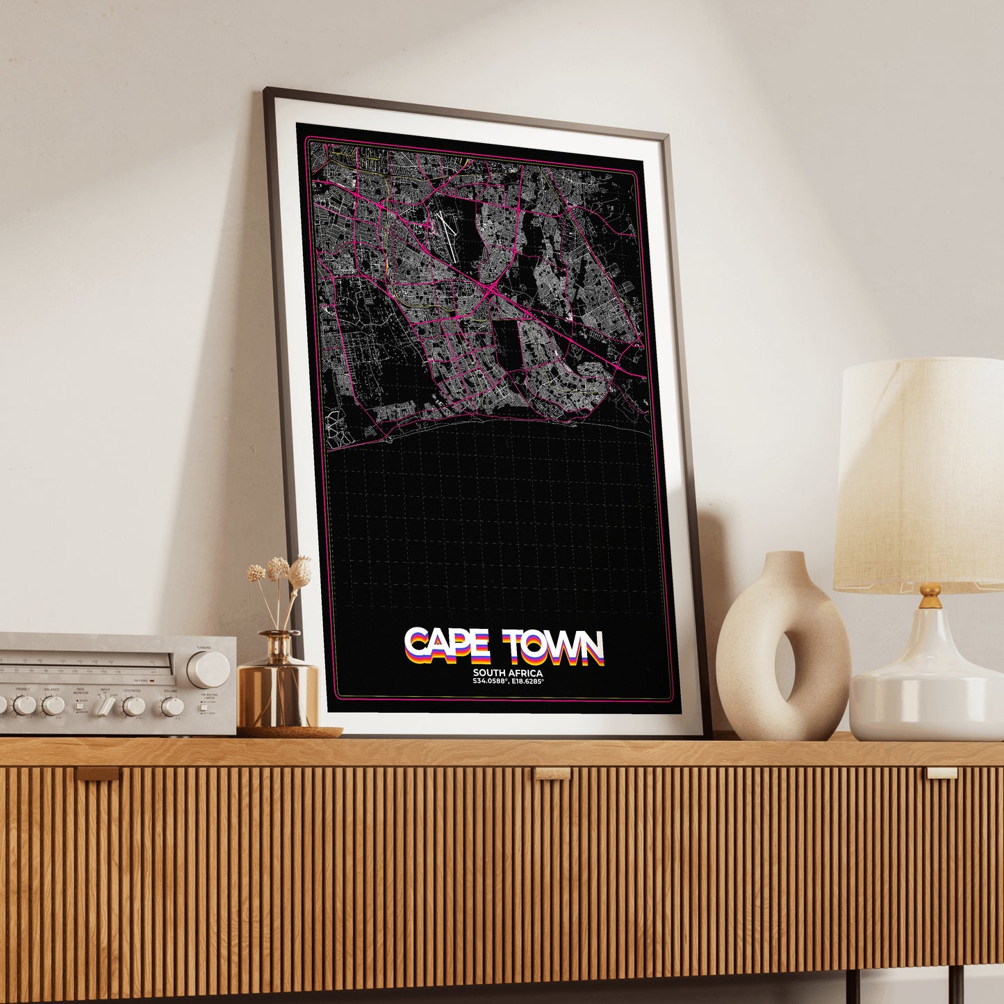 Cape Town Retro Map Poster
