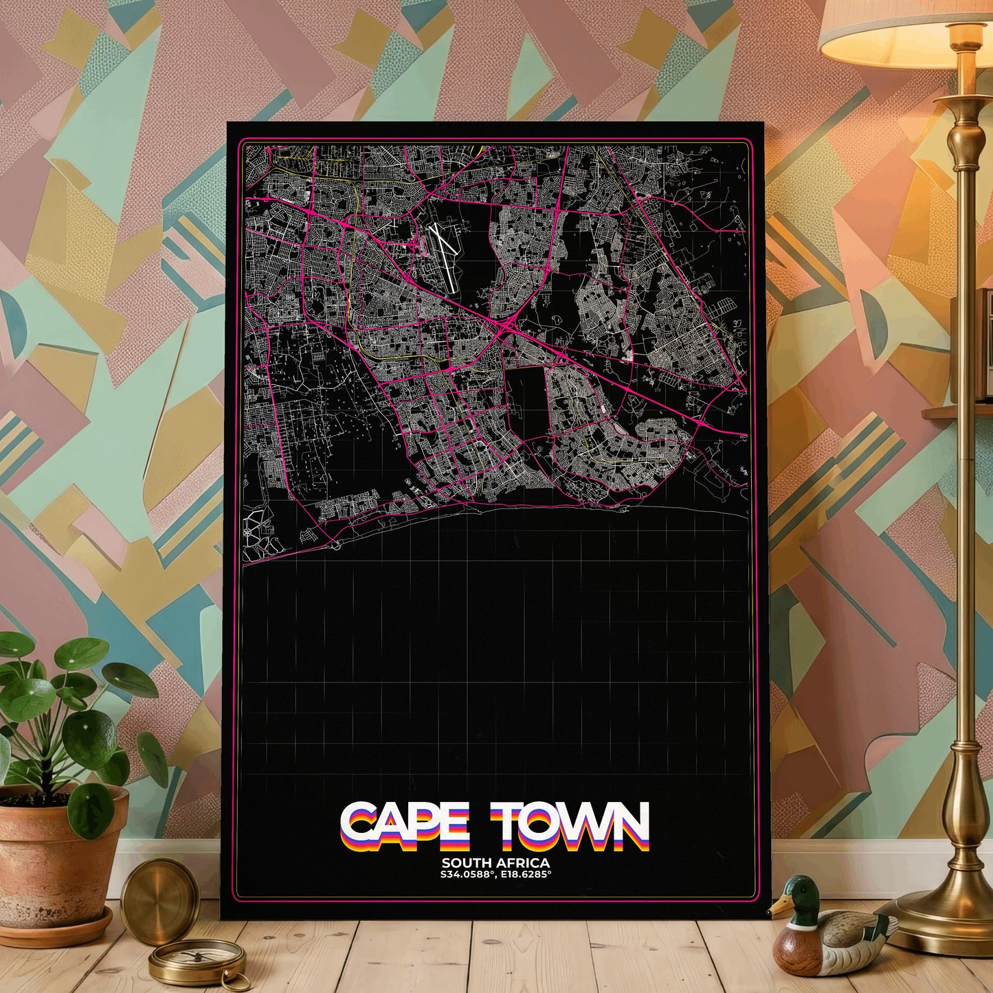 Cape Town Retro Map Poster