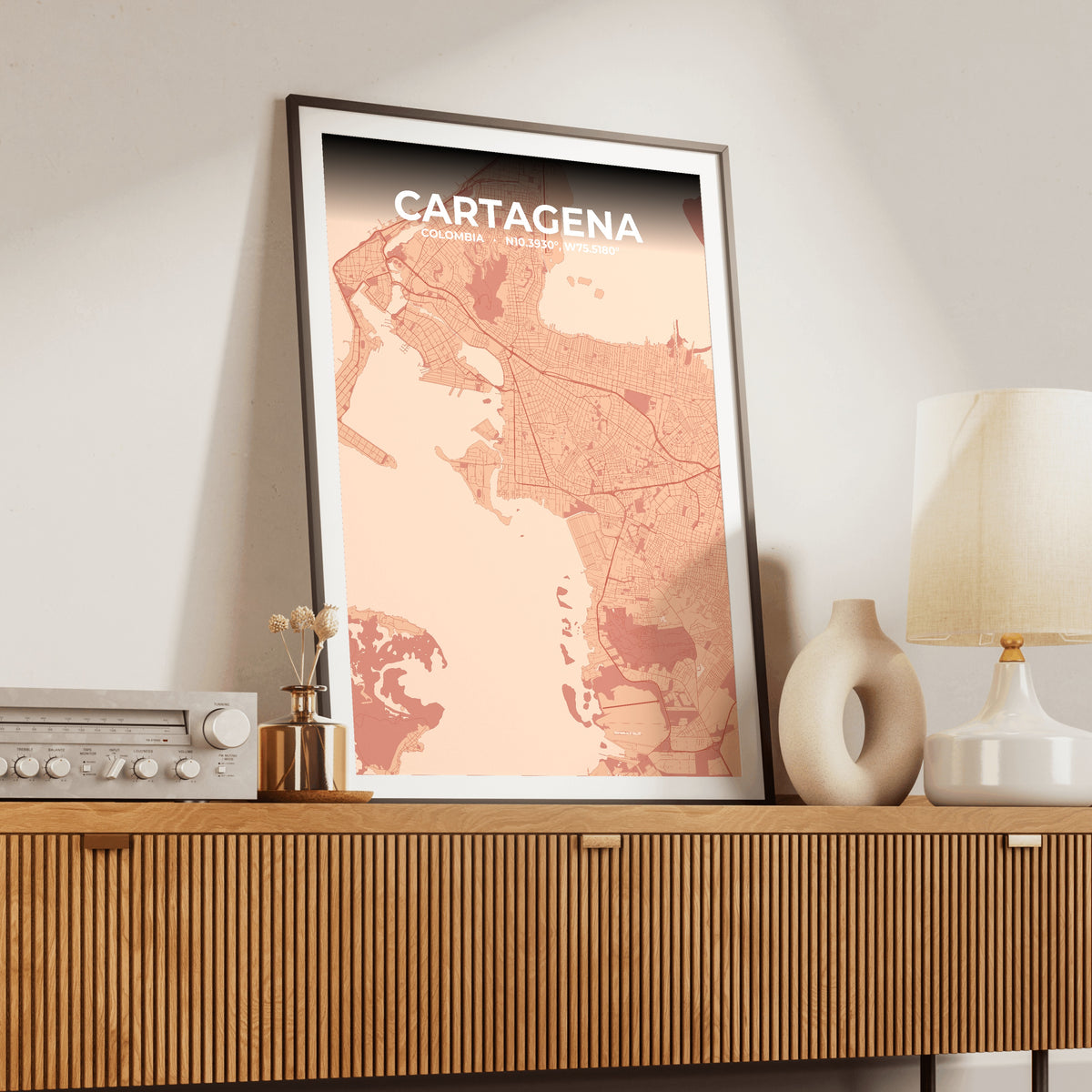 Cartagena Blush Map Poster