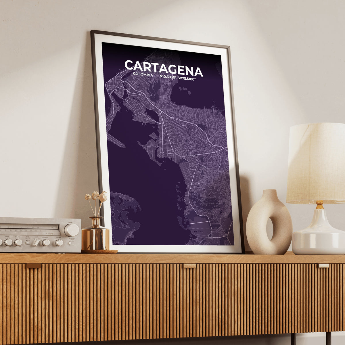 Cartagena Dusk Map Poster