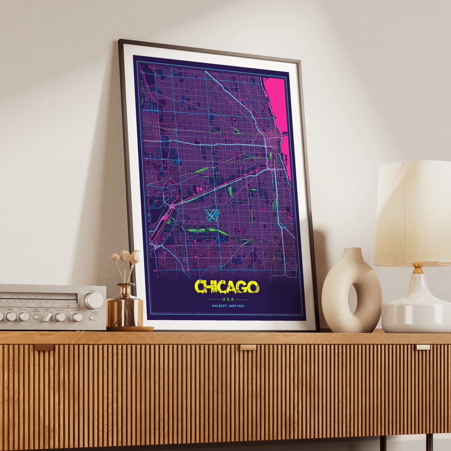 Chicago Cyberpunk Map Poster