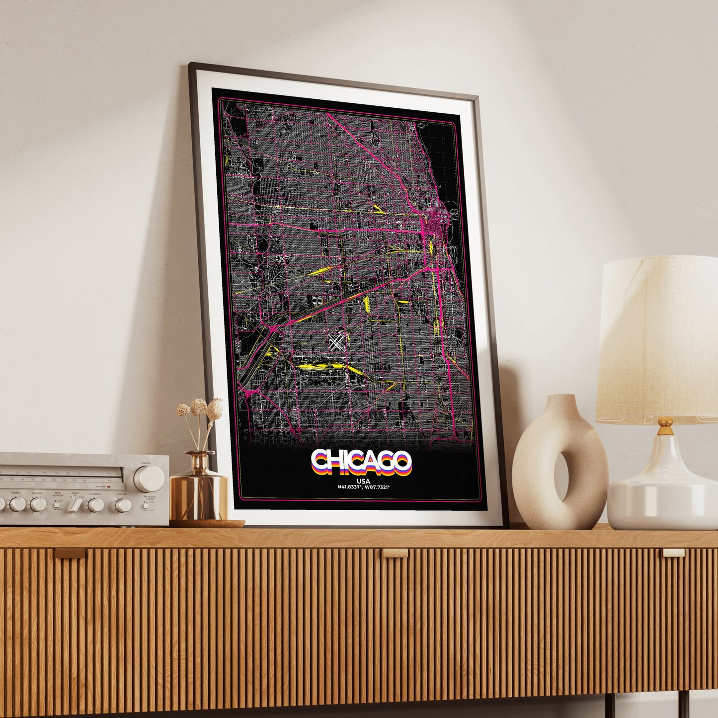 Chicago Retro Map Poster