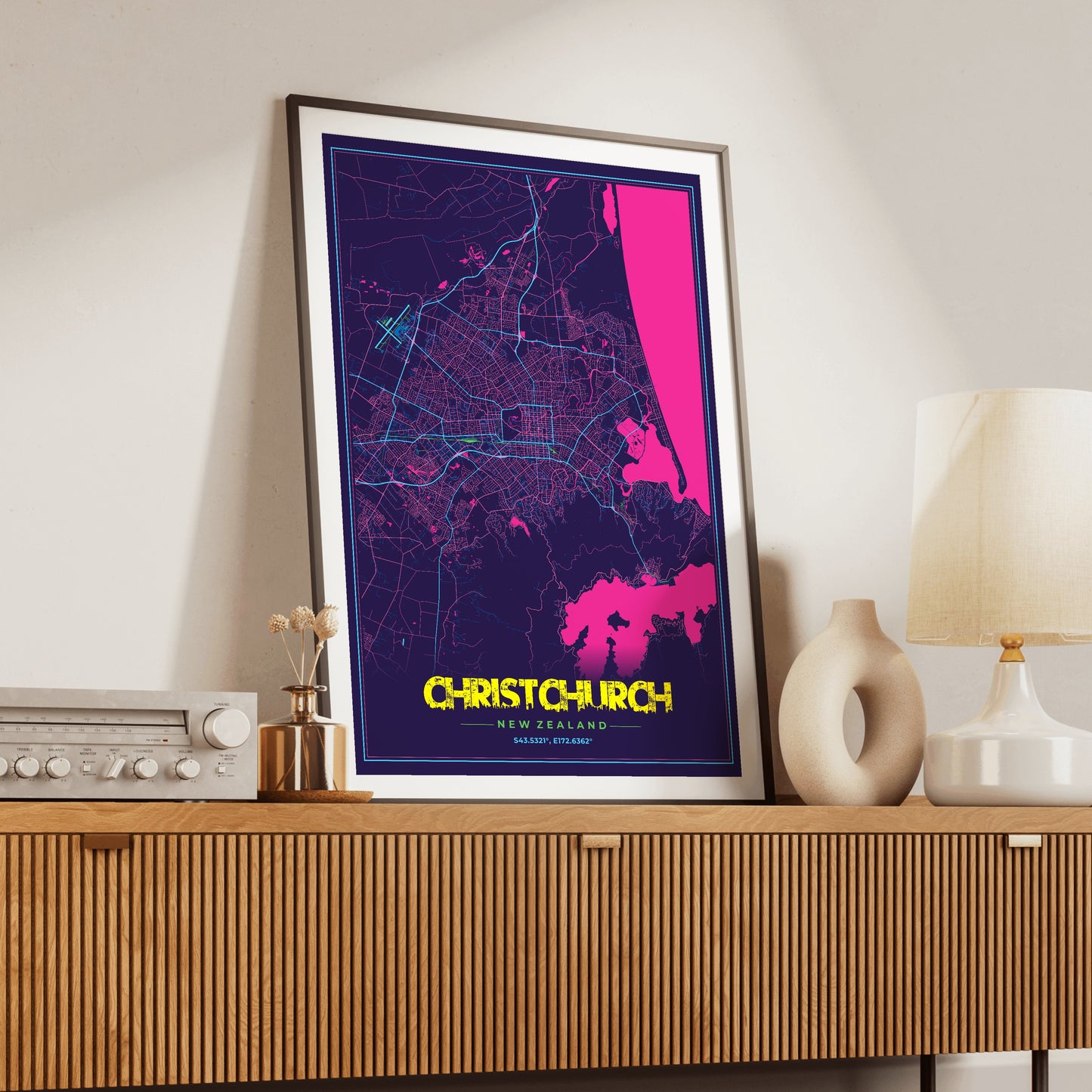 Christchurch Cyberpunk Map Poster