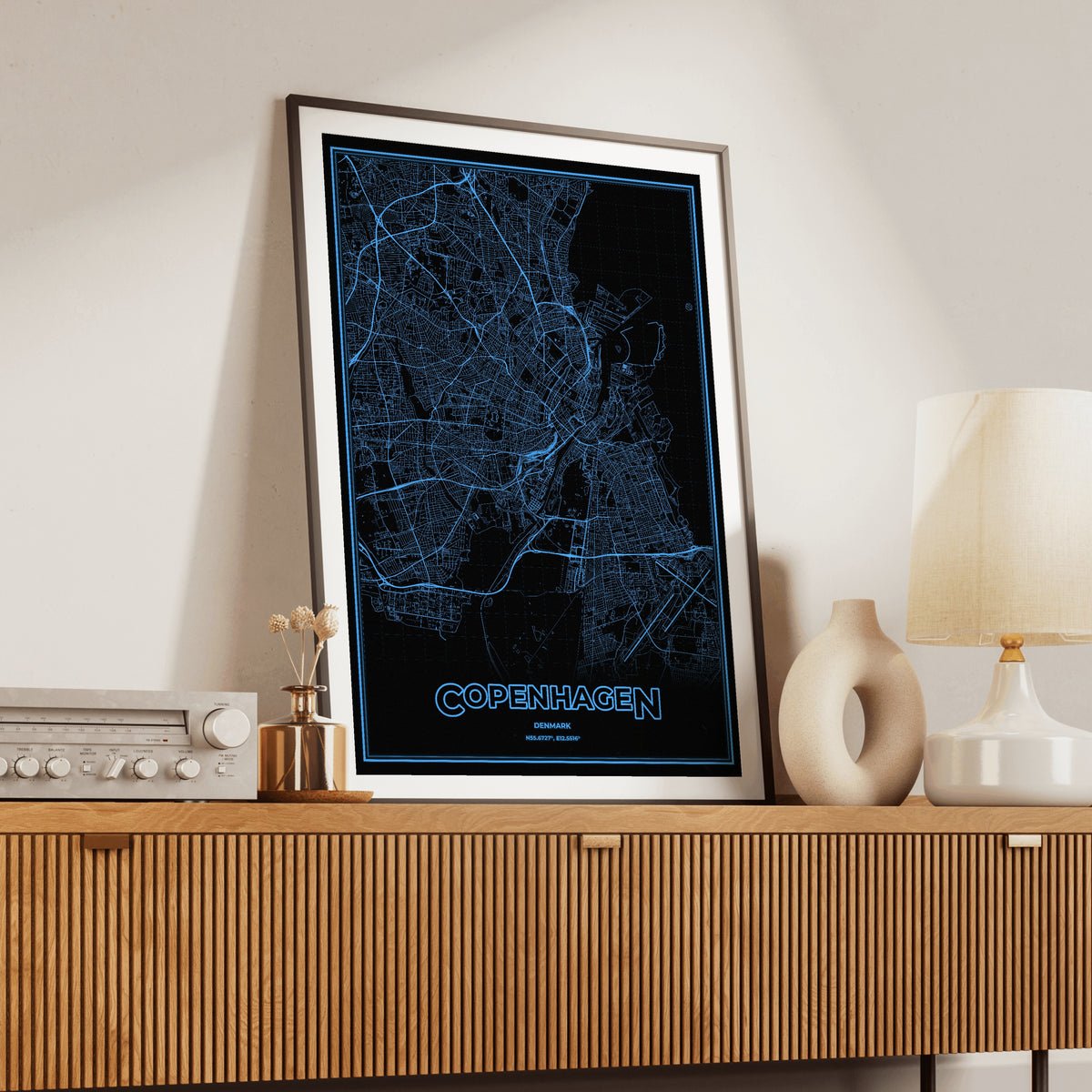 Copenhagen Phosphor Map Poster - IBM Blue