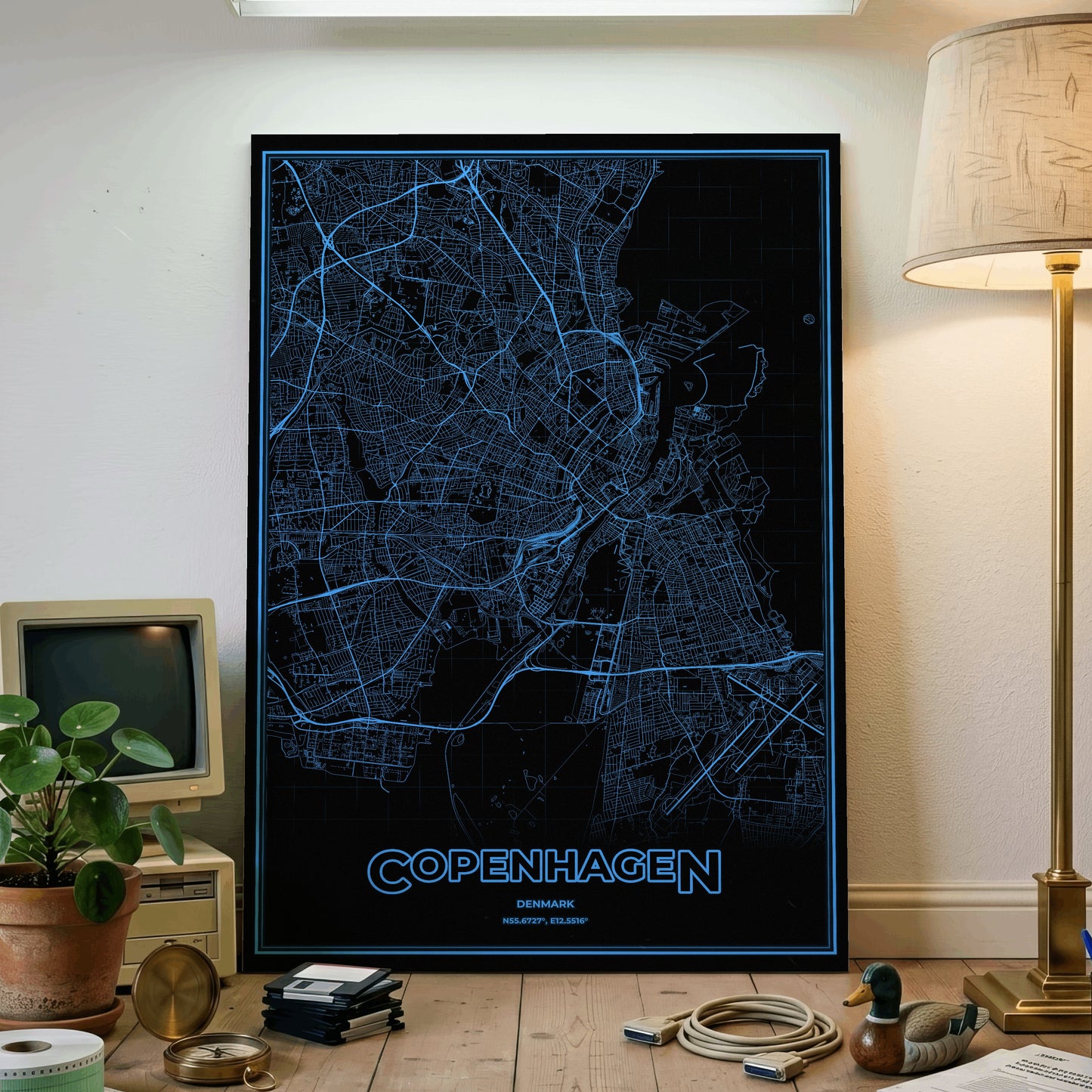 Copenhagen Phosphor Map Poster - IBM Blue