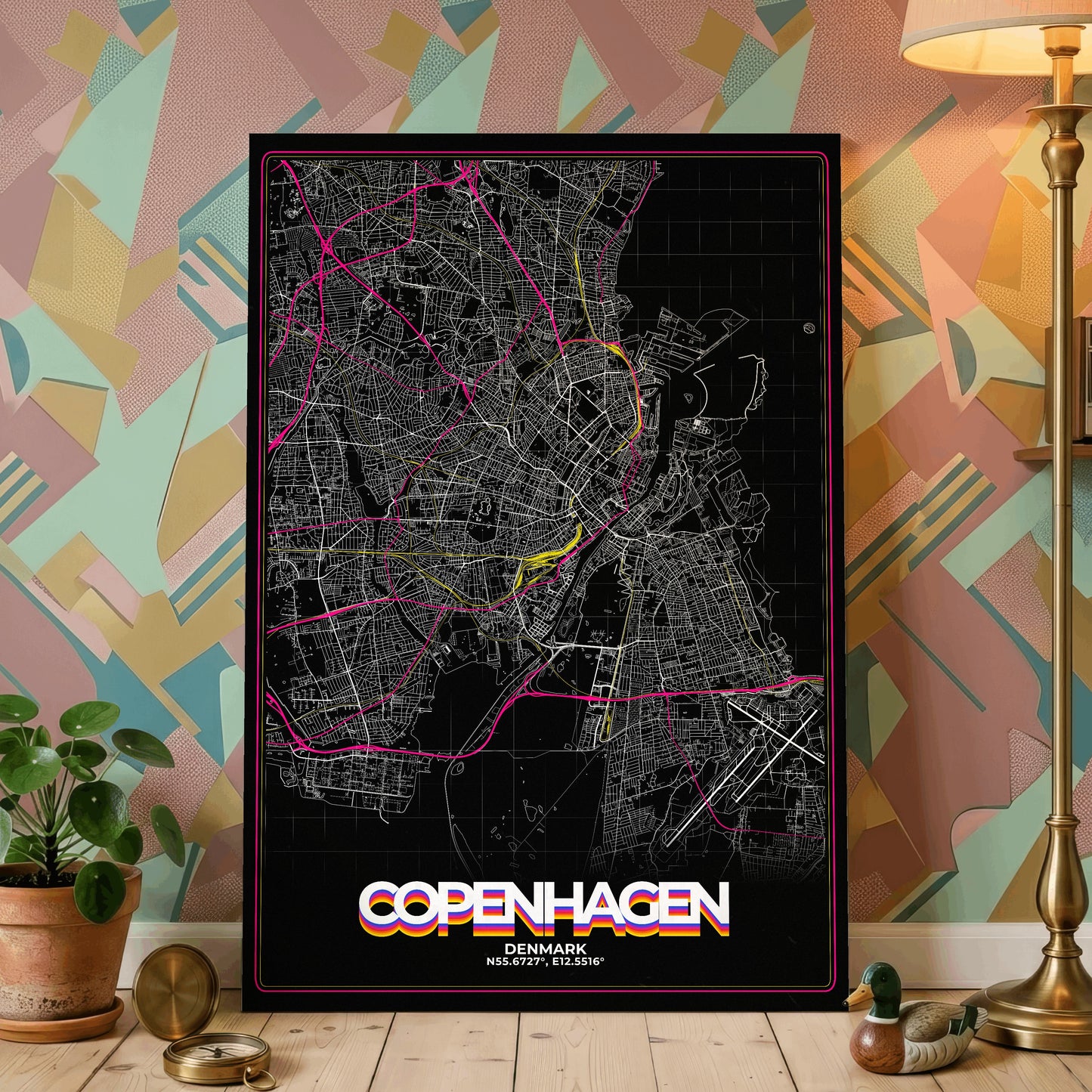 Copenhagen Retro Map Poster