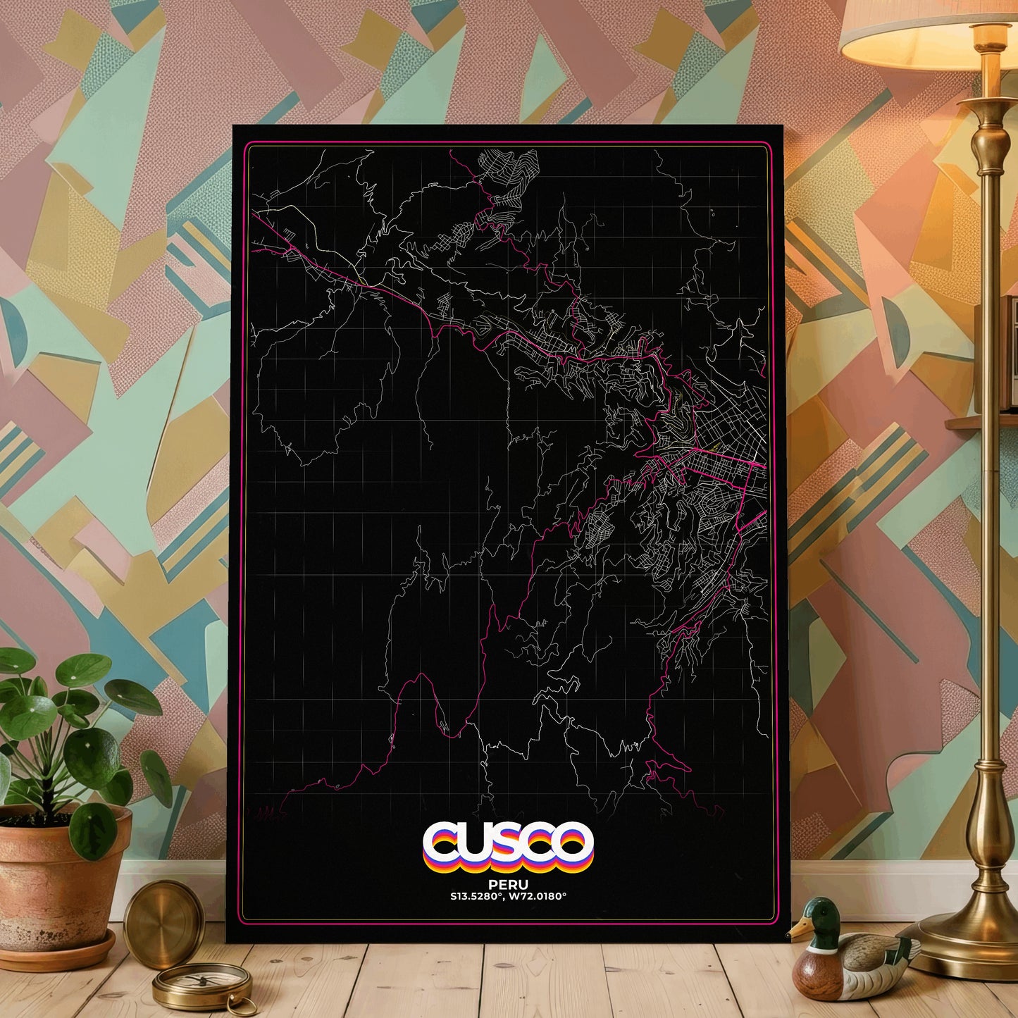 Cusco Retro Map Poster