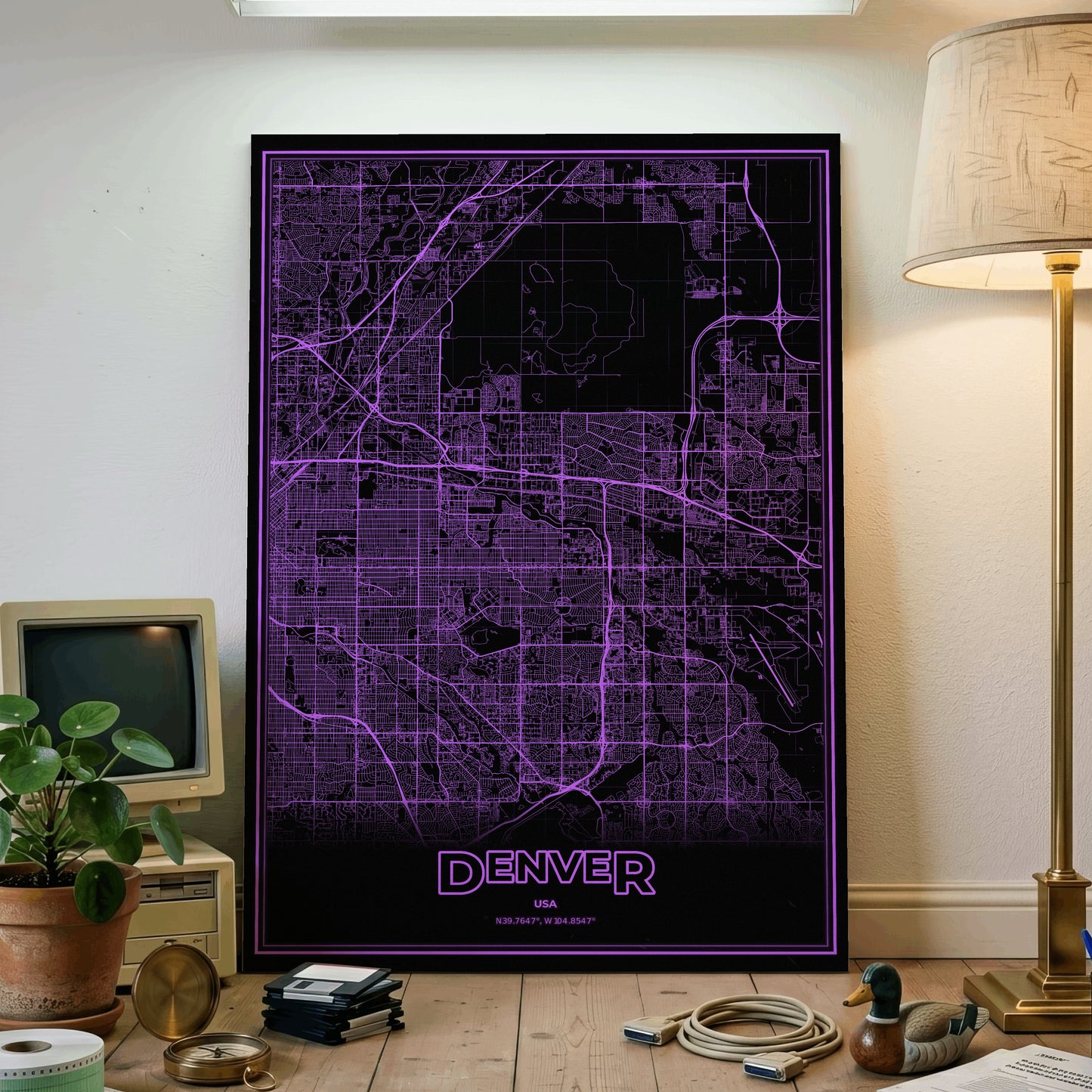 Denver Phosphor Map Poster - EGA Violet