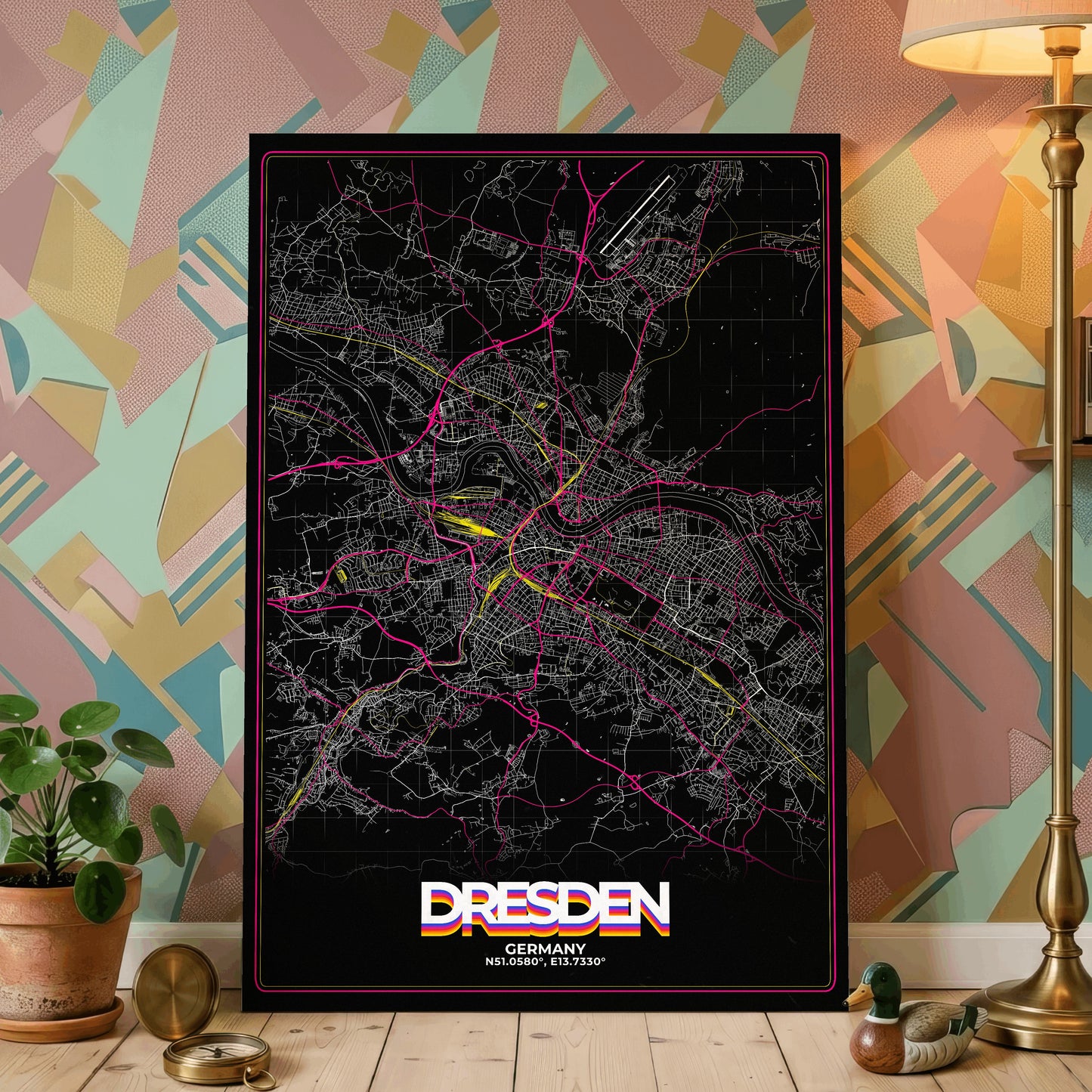 Dresden Retro Map Poster